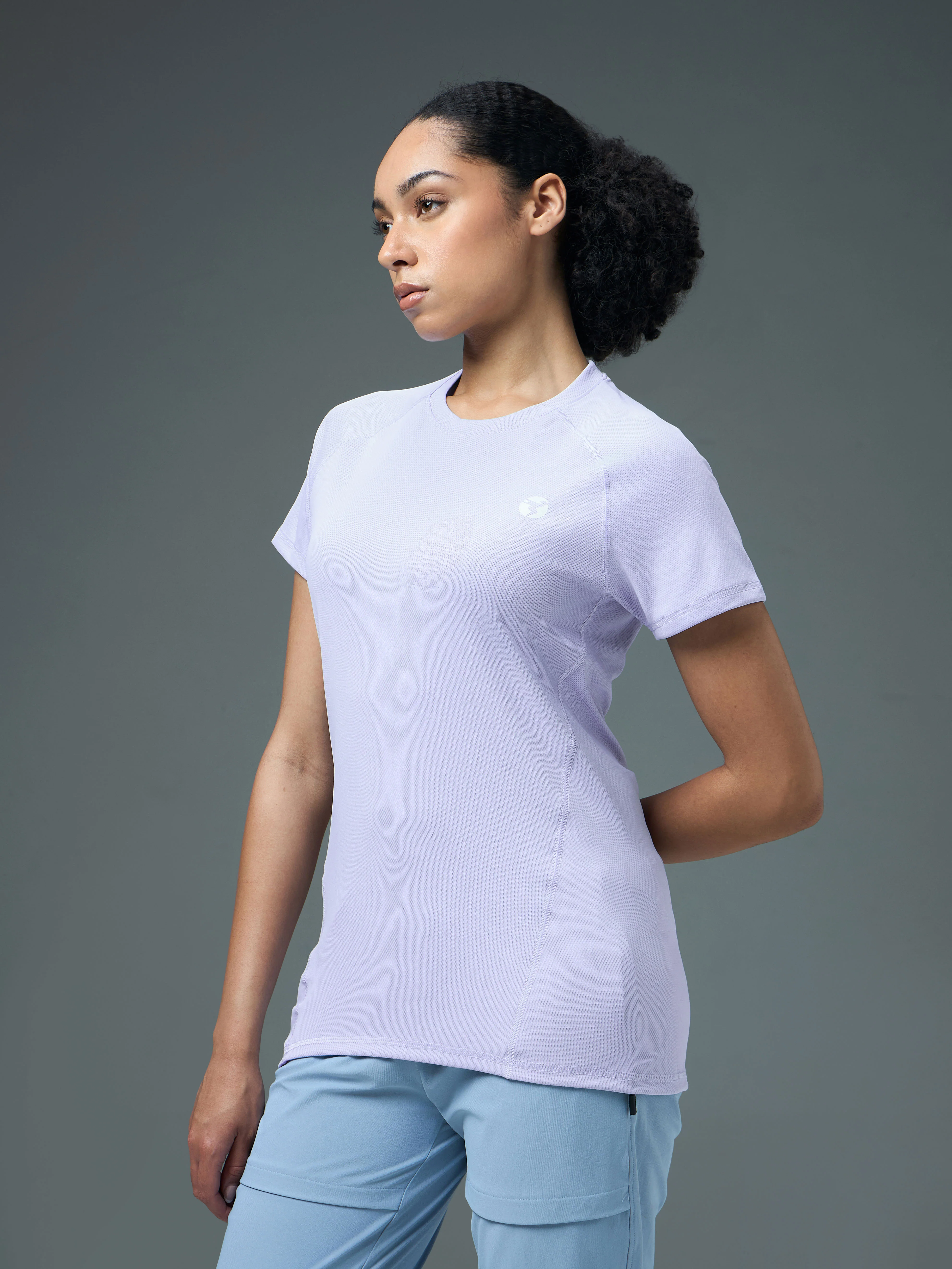 Women Solid Slim Fit Crew Neck T-shirt with TECHNO COOL - Image 4
