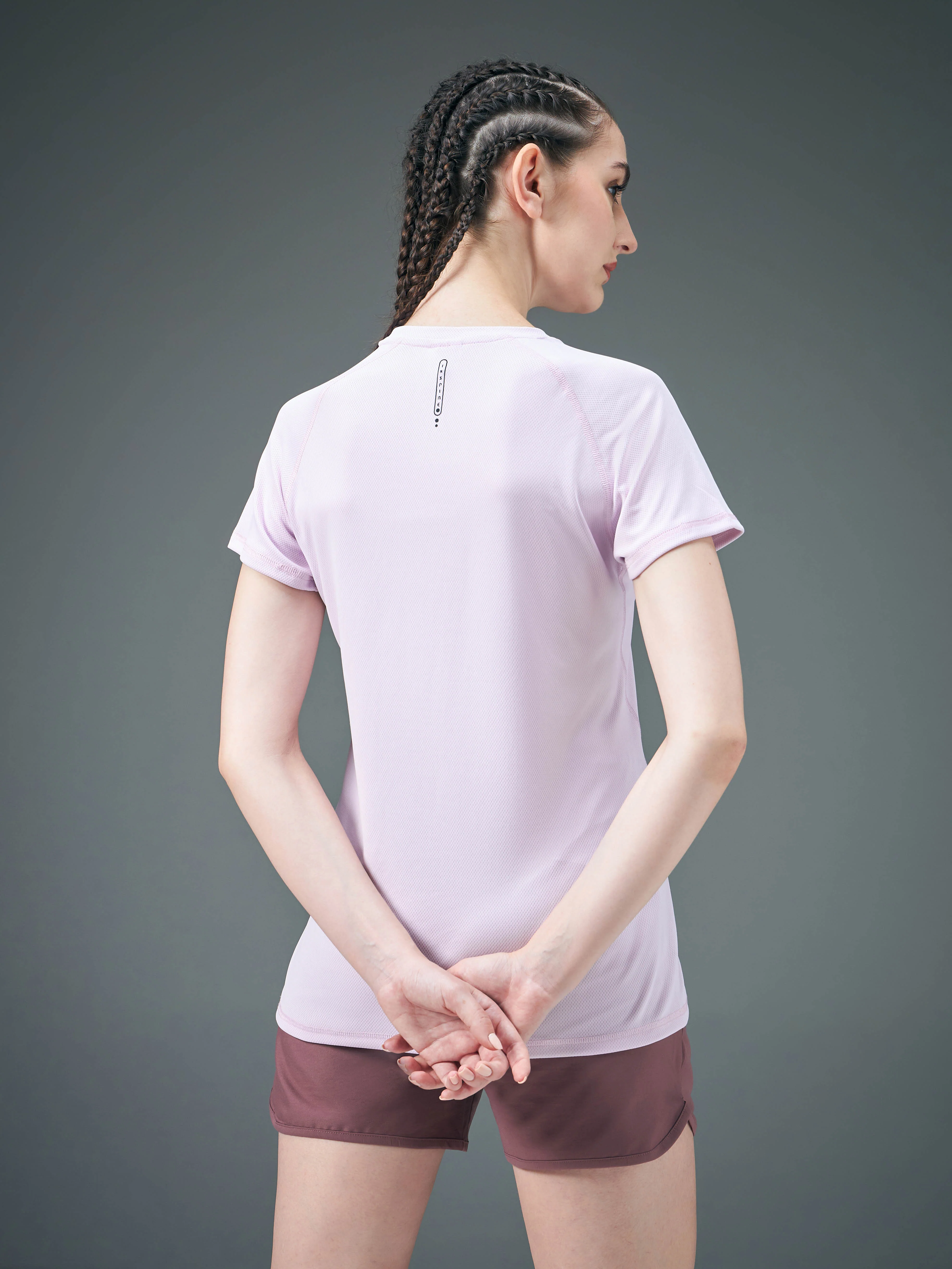 Women Solid Slim Fit Crew Neck T-shirt with TECHNO COOL - Image 2