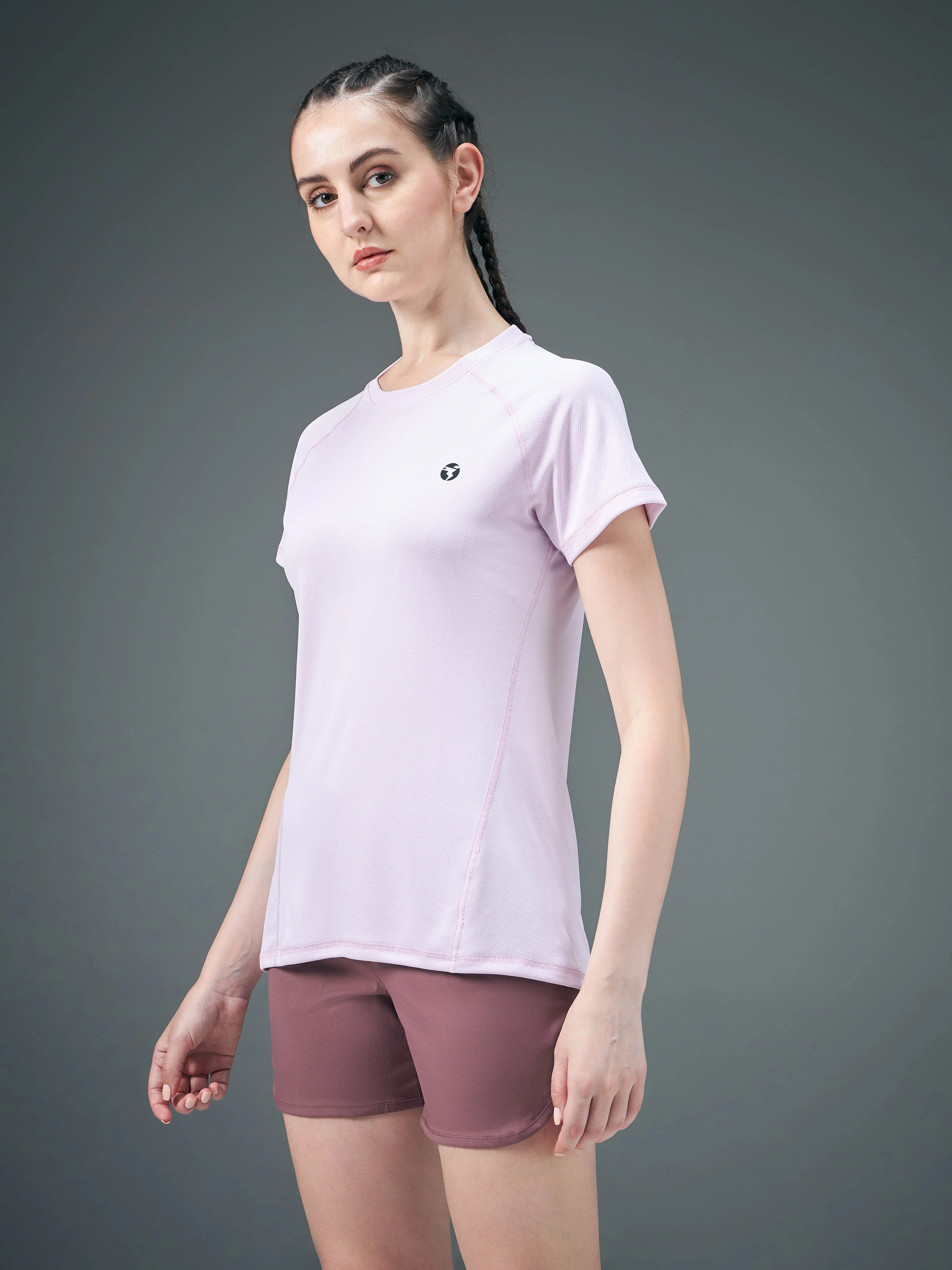 Women Solid Slim Fit Crew Neck T-shirt with TECHNO COOL - Image 3
