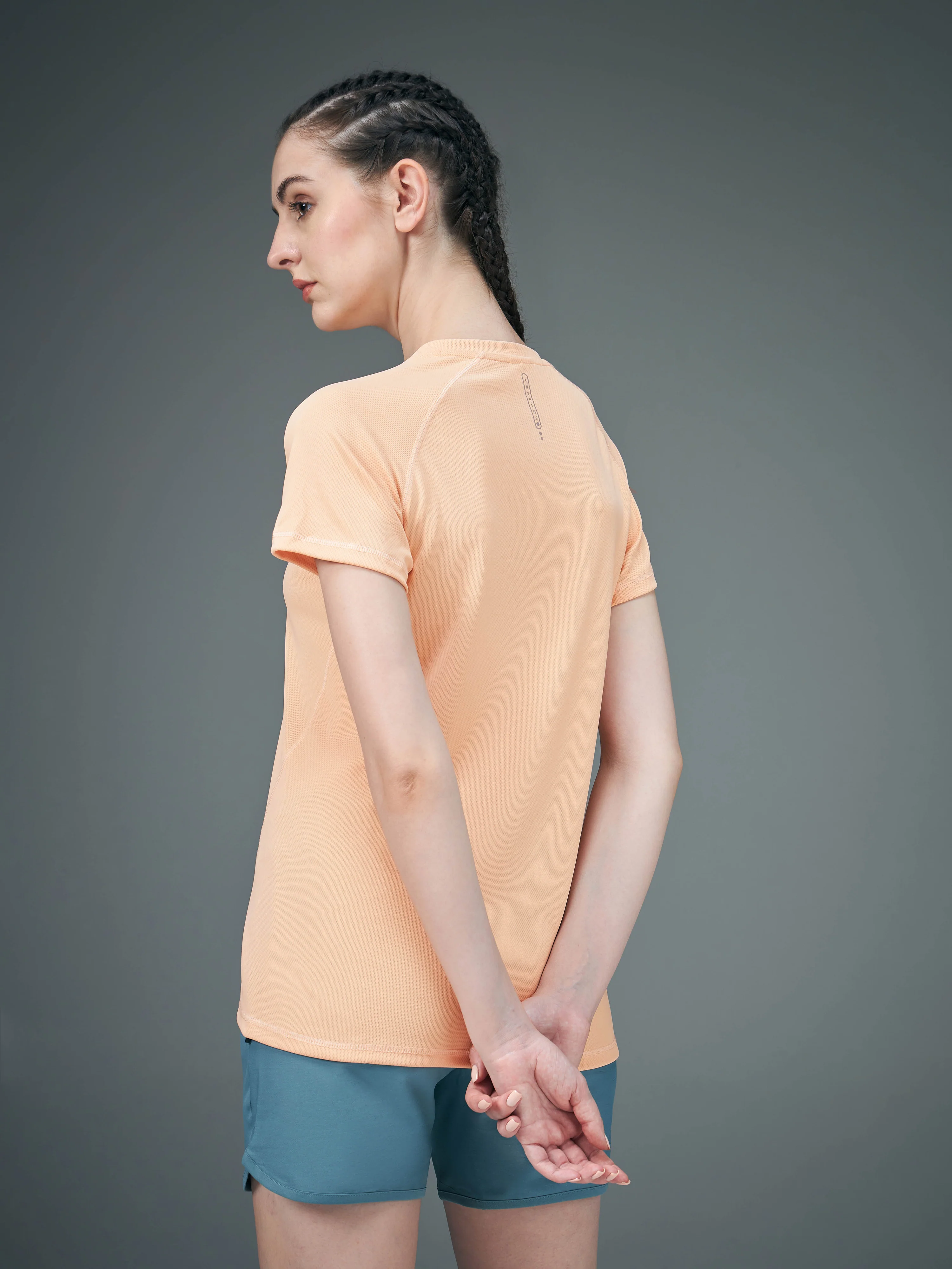 Women Solid Slim Fit Crew Neck T-shirt with TECHNO COOL - Image 3