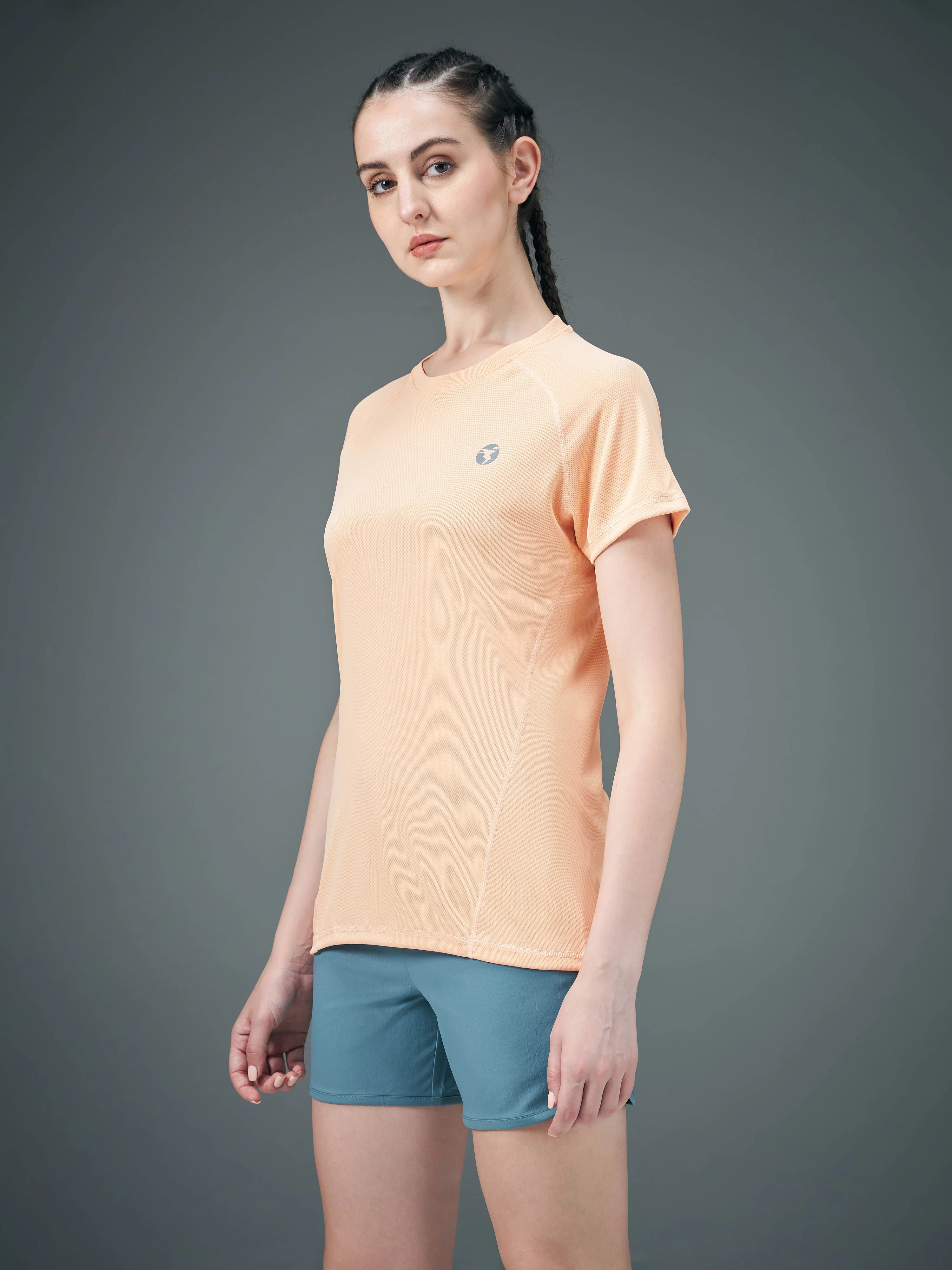 Women Solid Slim Fit Crew Neck T-shirt with TECHNO COOL - Image 4