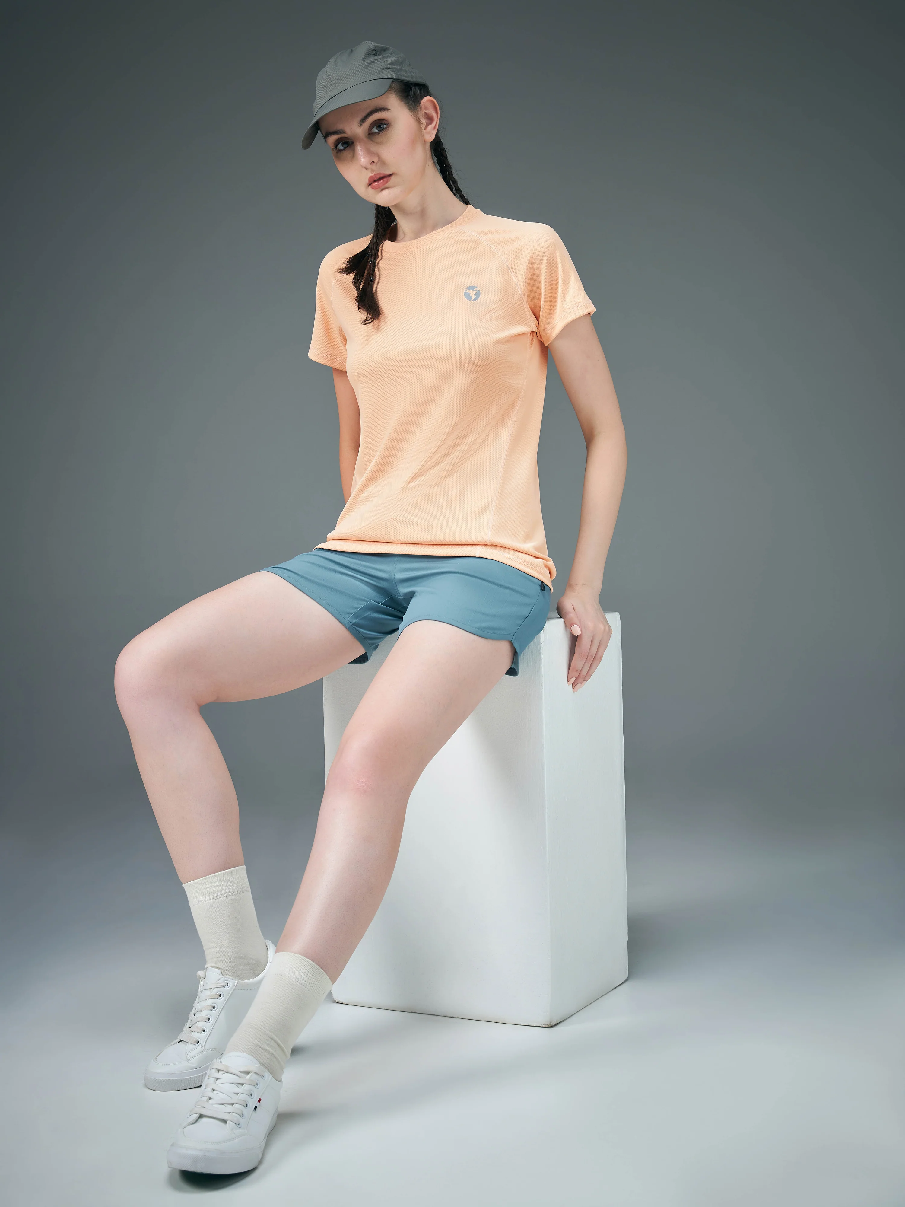 Women Solid Slim Fit Crew Neck T-shirt with TECHNO COOL - Image 5
