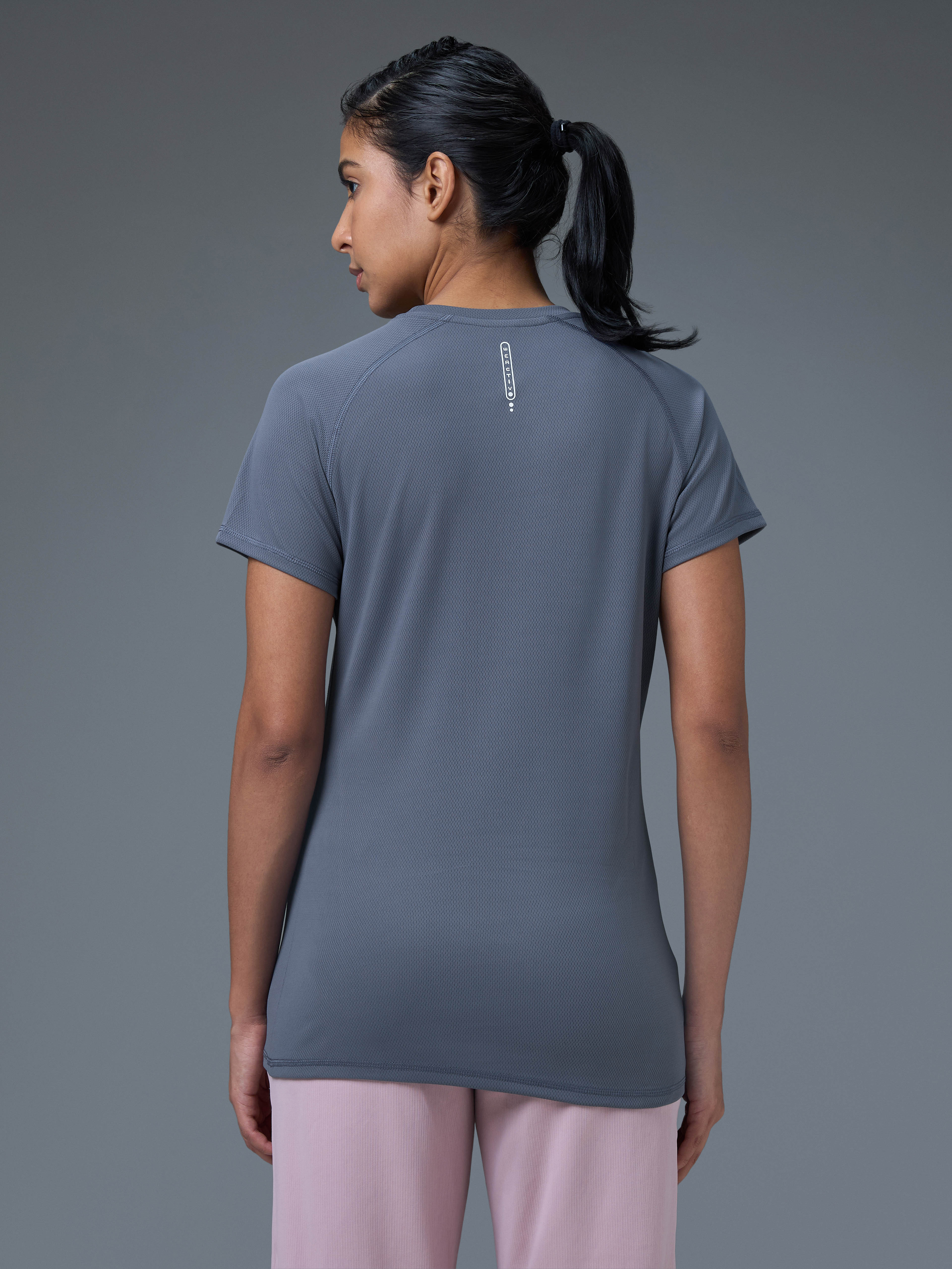 Women Solid Slim Fit Crew Neck T-shirt with TECHNO COOL - Image 3