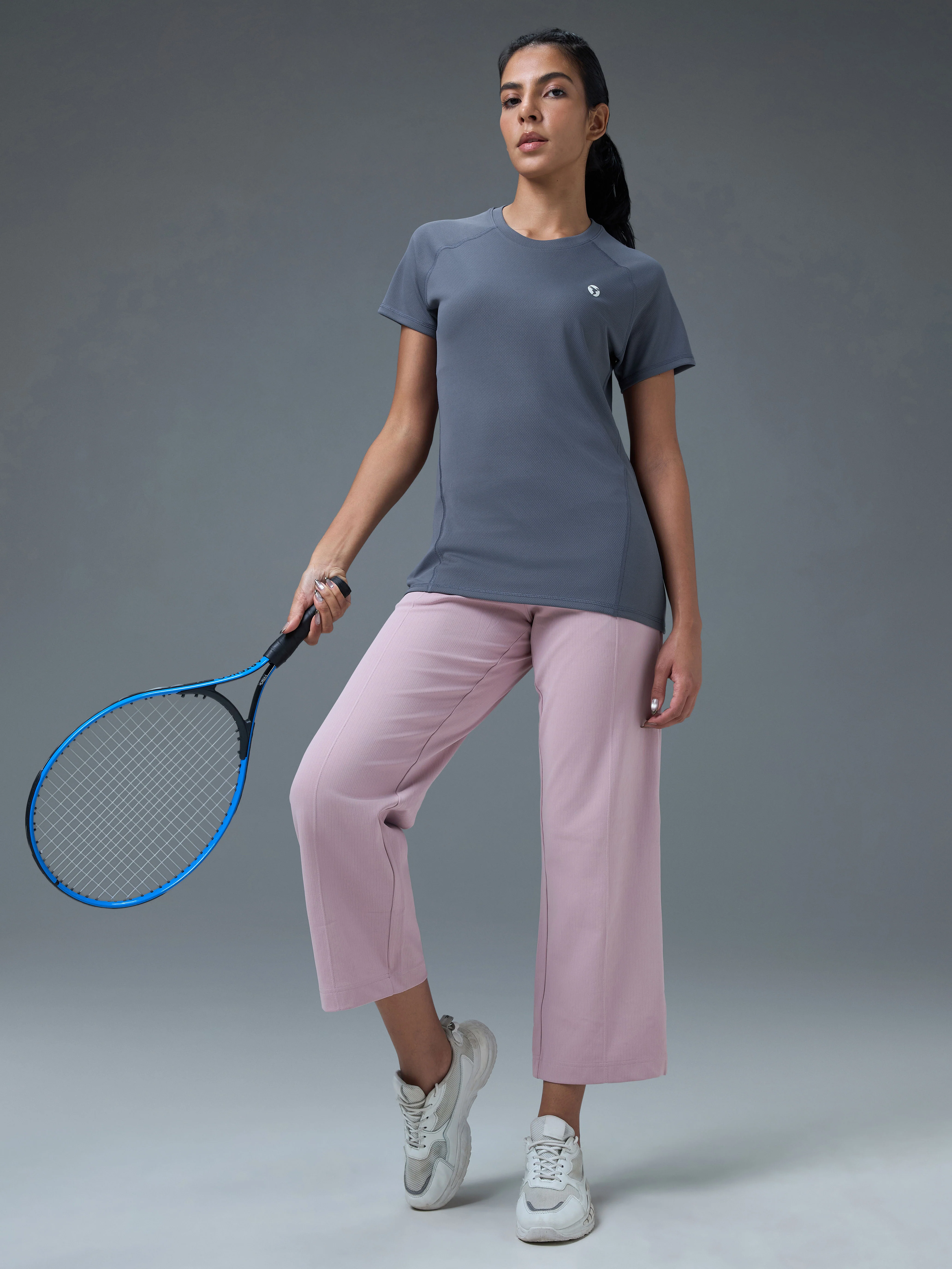 Women Solid Slim Fit Crew Neck T-shirt with TECHNO COOL - Image 5
