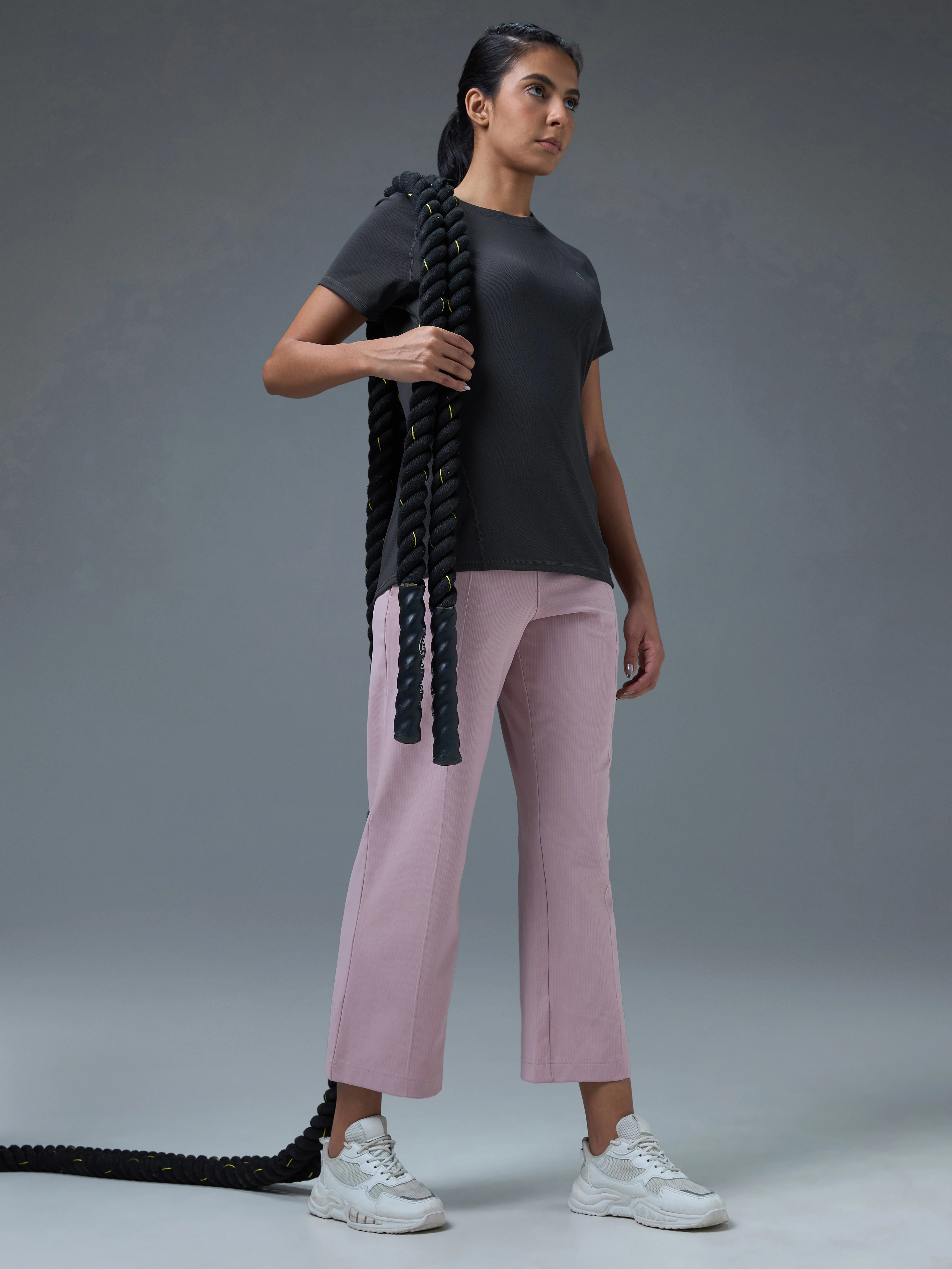 Women Solid Slim Fit Crew Neck T-shirt with TECHNO COOL - Image 4