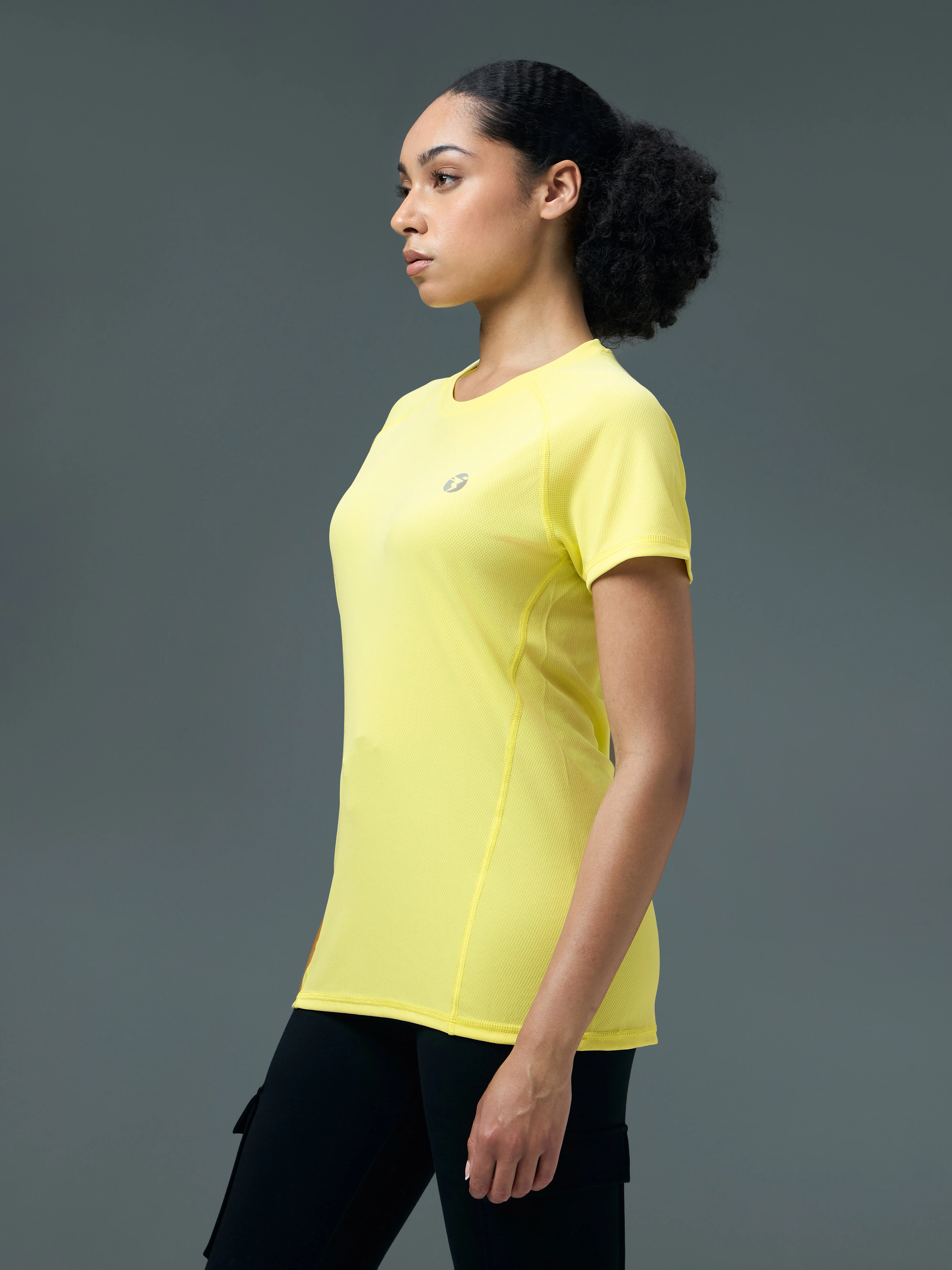 Women Solid Slim Fit Crew Neck T-shirt with TECHNO COOL - Image 3