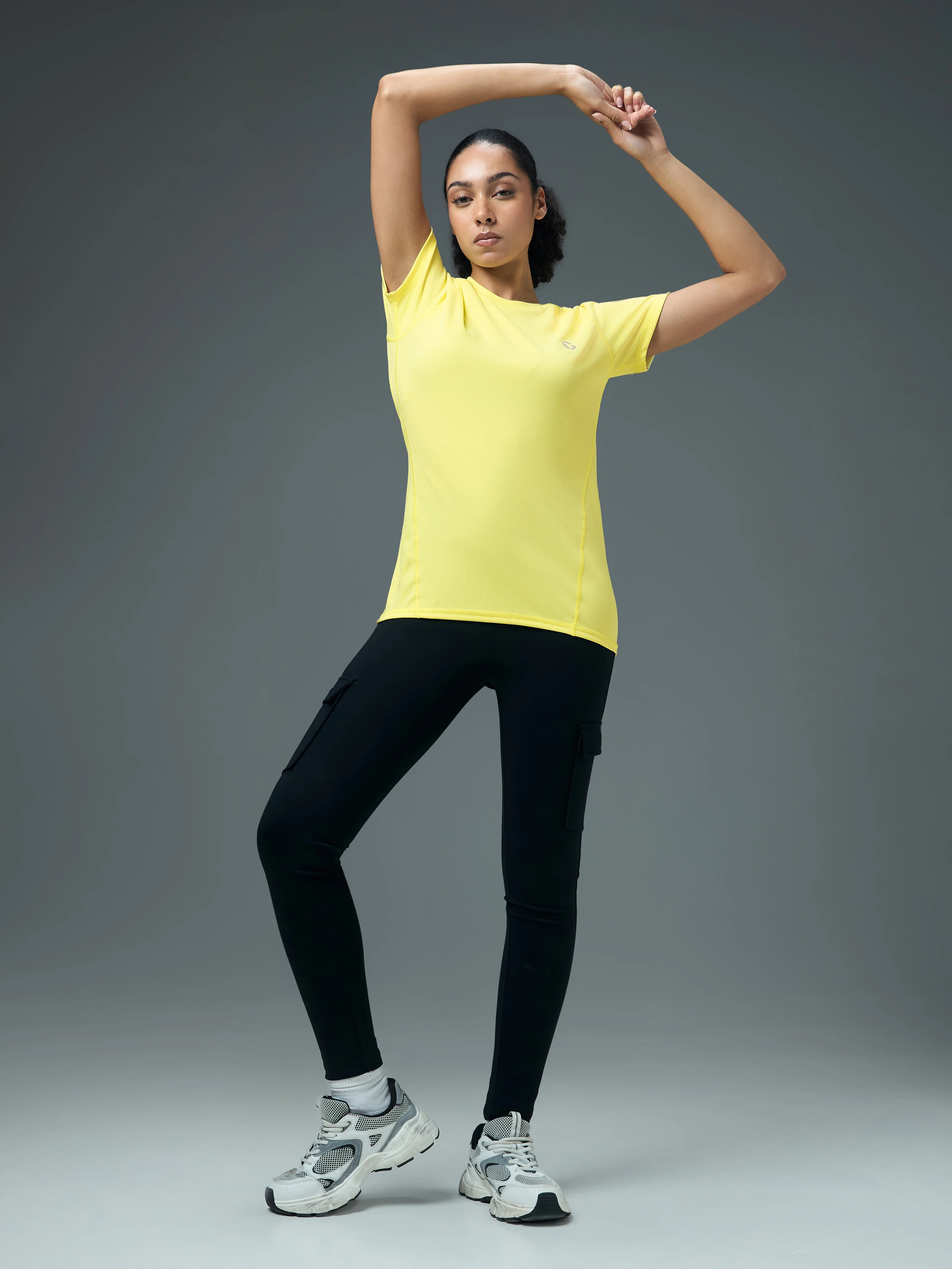 Women Solid Slim Fit Crew Neck T-shirt with TECHNO COOL - Image 4