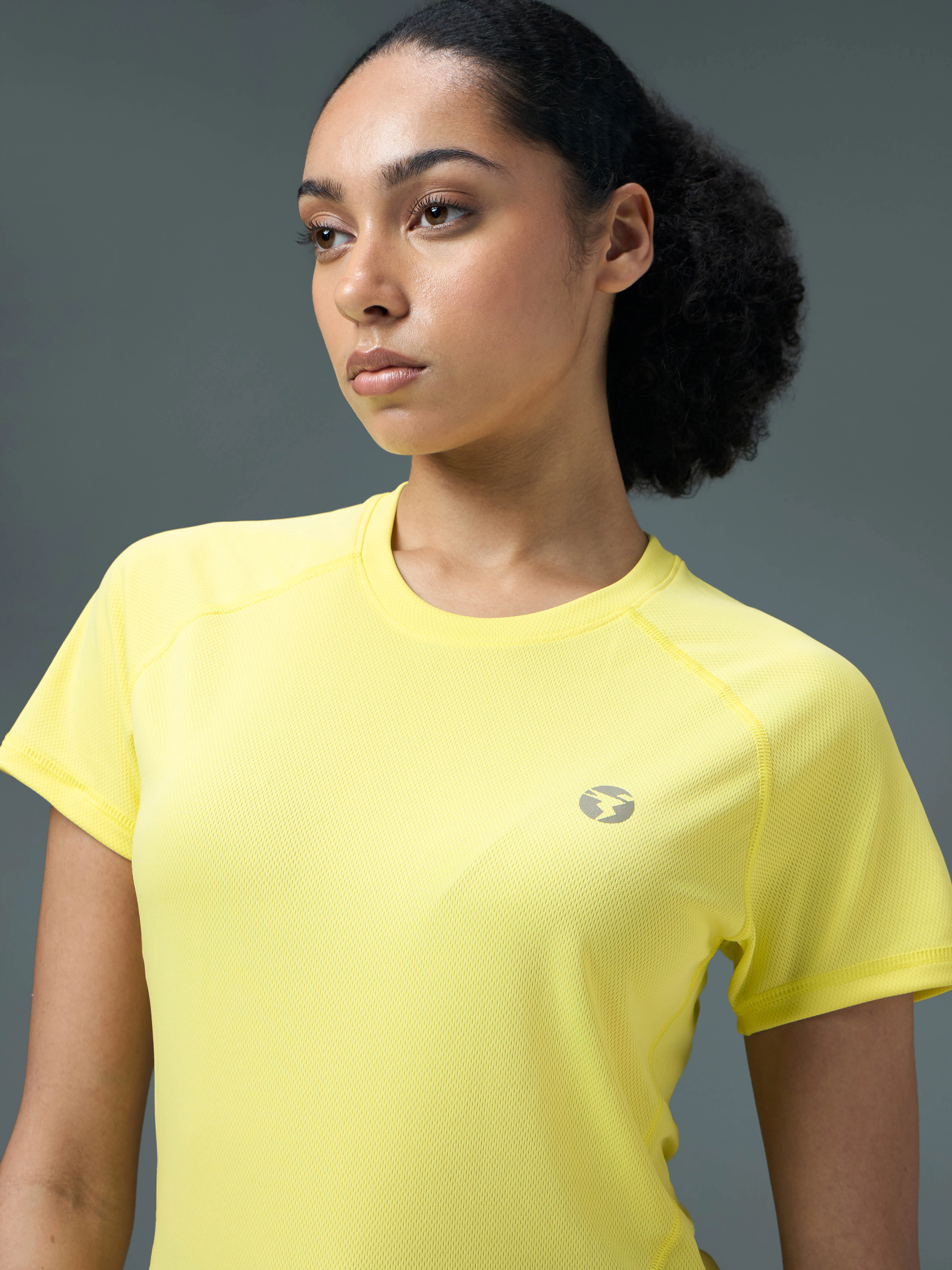 Women Solid Slim Fit Crew Neck T-shirt with TECHNO COOL - Image 5