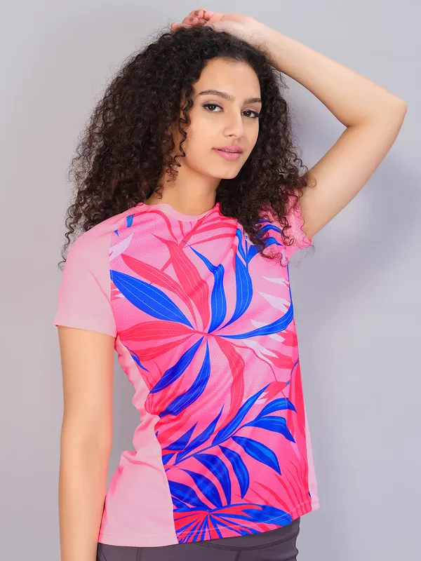 Women Printed Slim Fit Crew Neck T-shirt with TECHNO COOL - Image 4