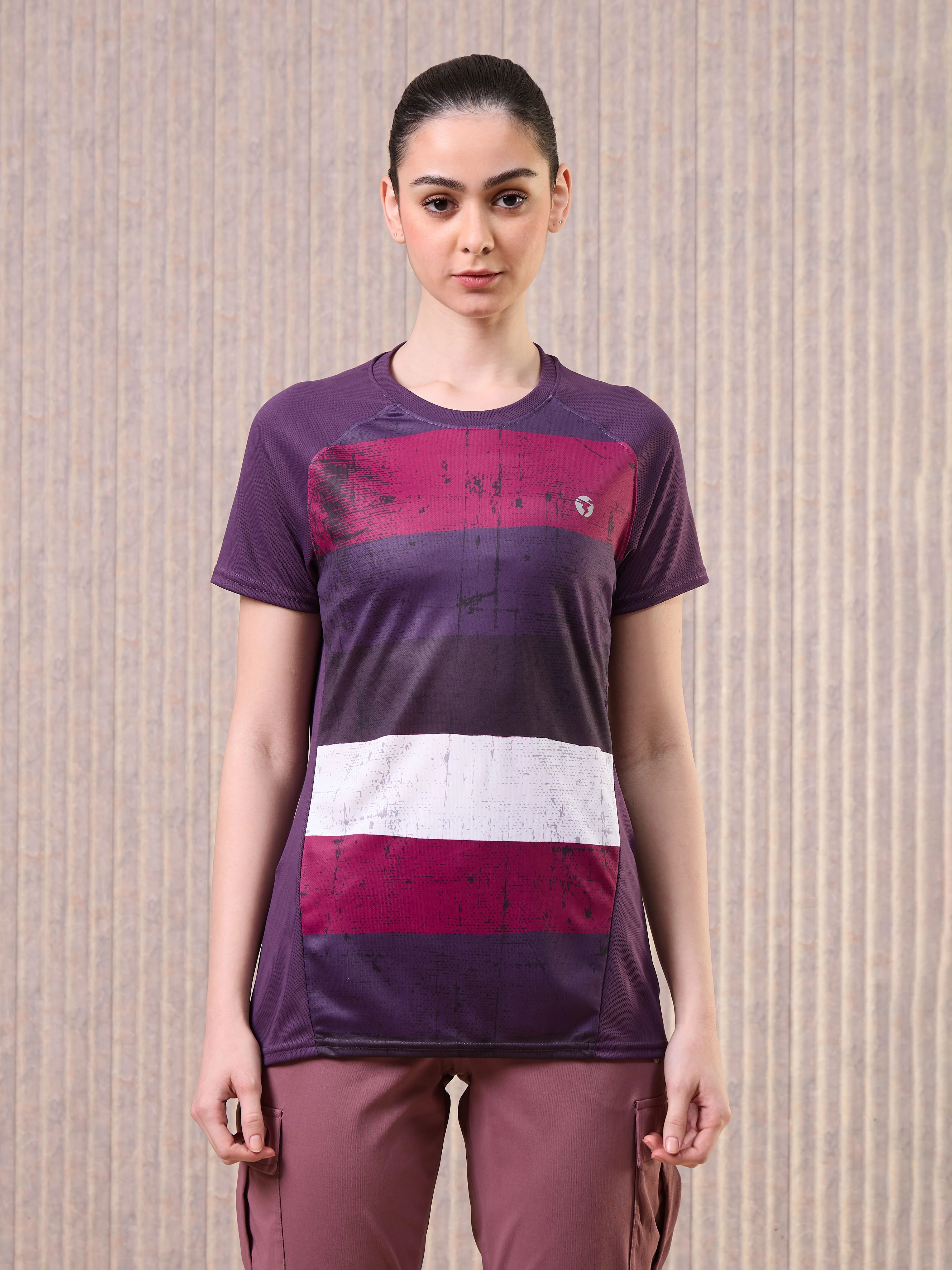 Women Printed Slim Fit Crew Neck T-shirt with TECHNO COOL - Image 2
