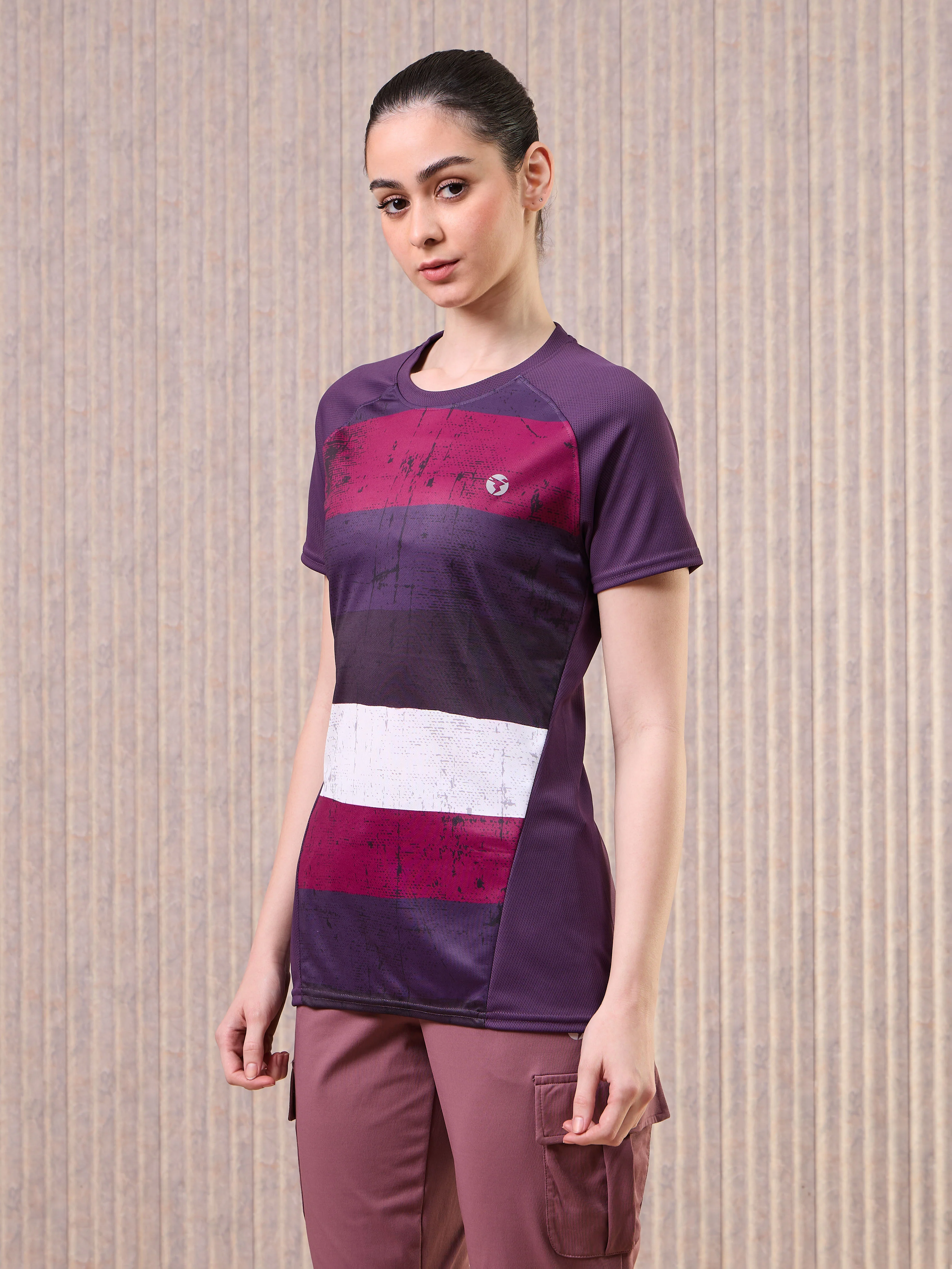 Women Printed Slim Fit Crew Neck T-shirt with TECHNO COOL - Image 4
