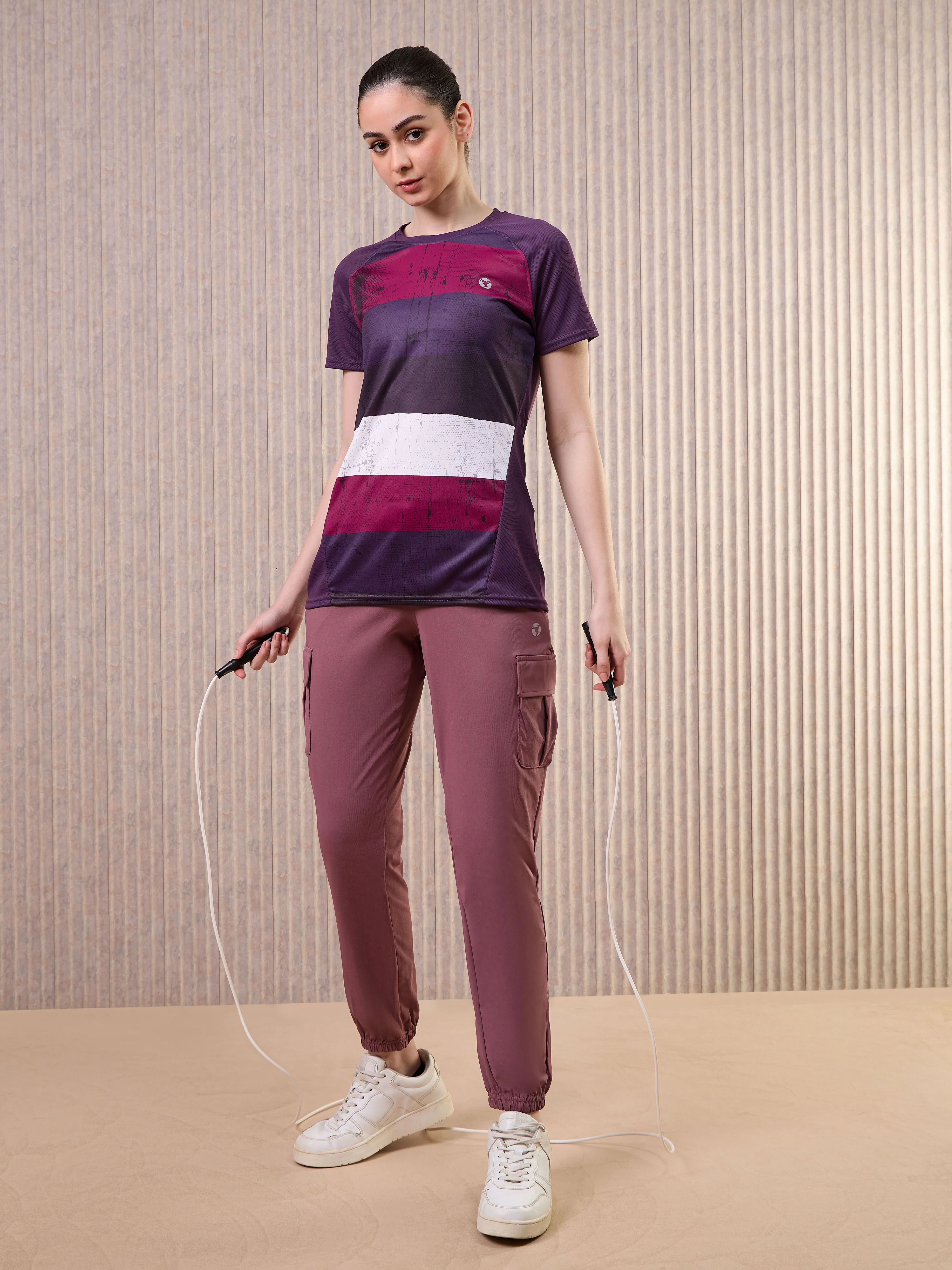 Women Printed Slim Fit Crew Neck T-shirt with TECHNO COOL - Image 5