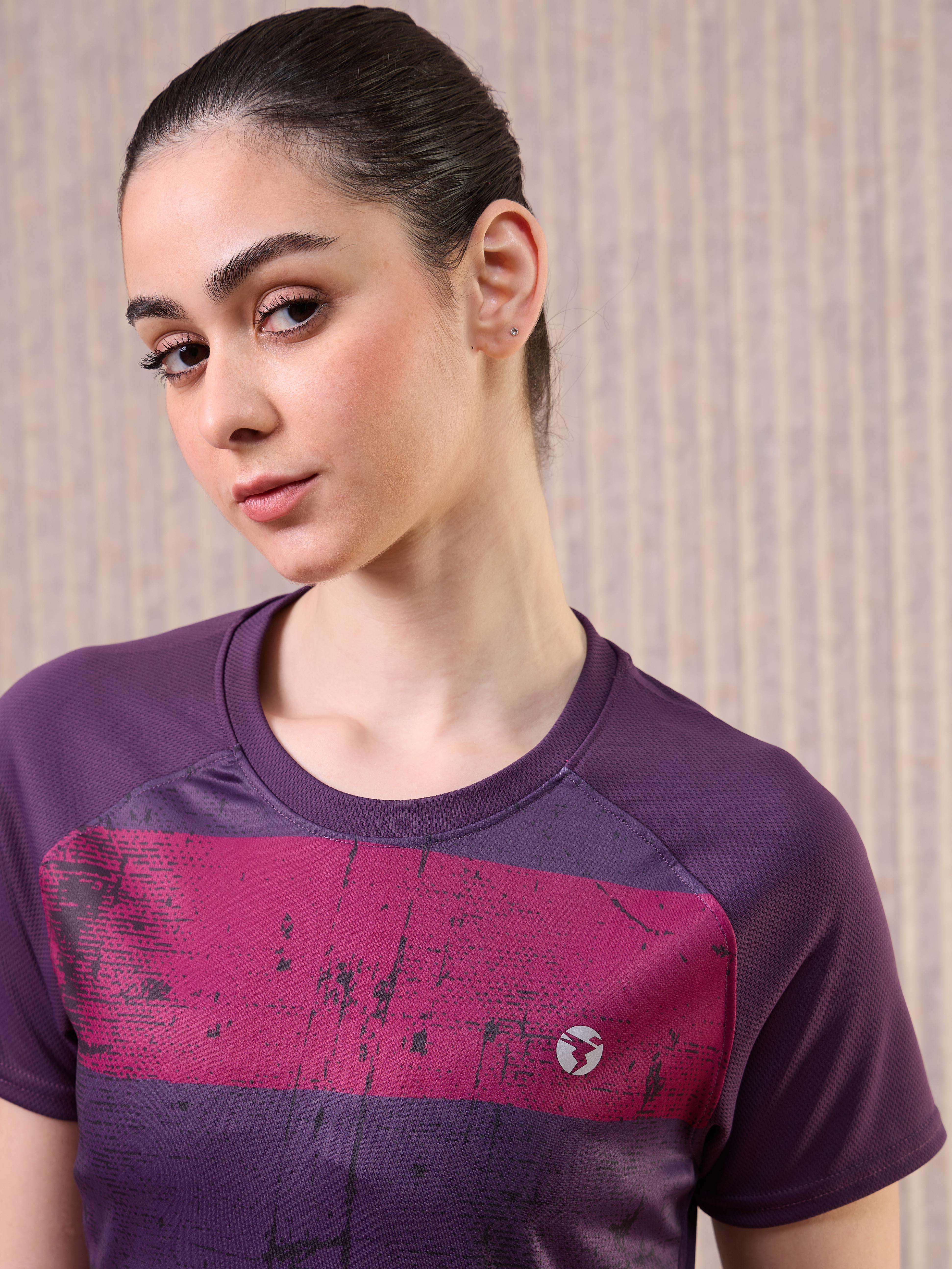 Women Printed Slim Fit Crew Neck T-shirt with TECHNO COOL - Image 6