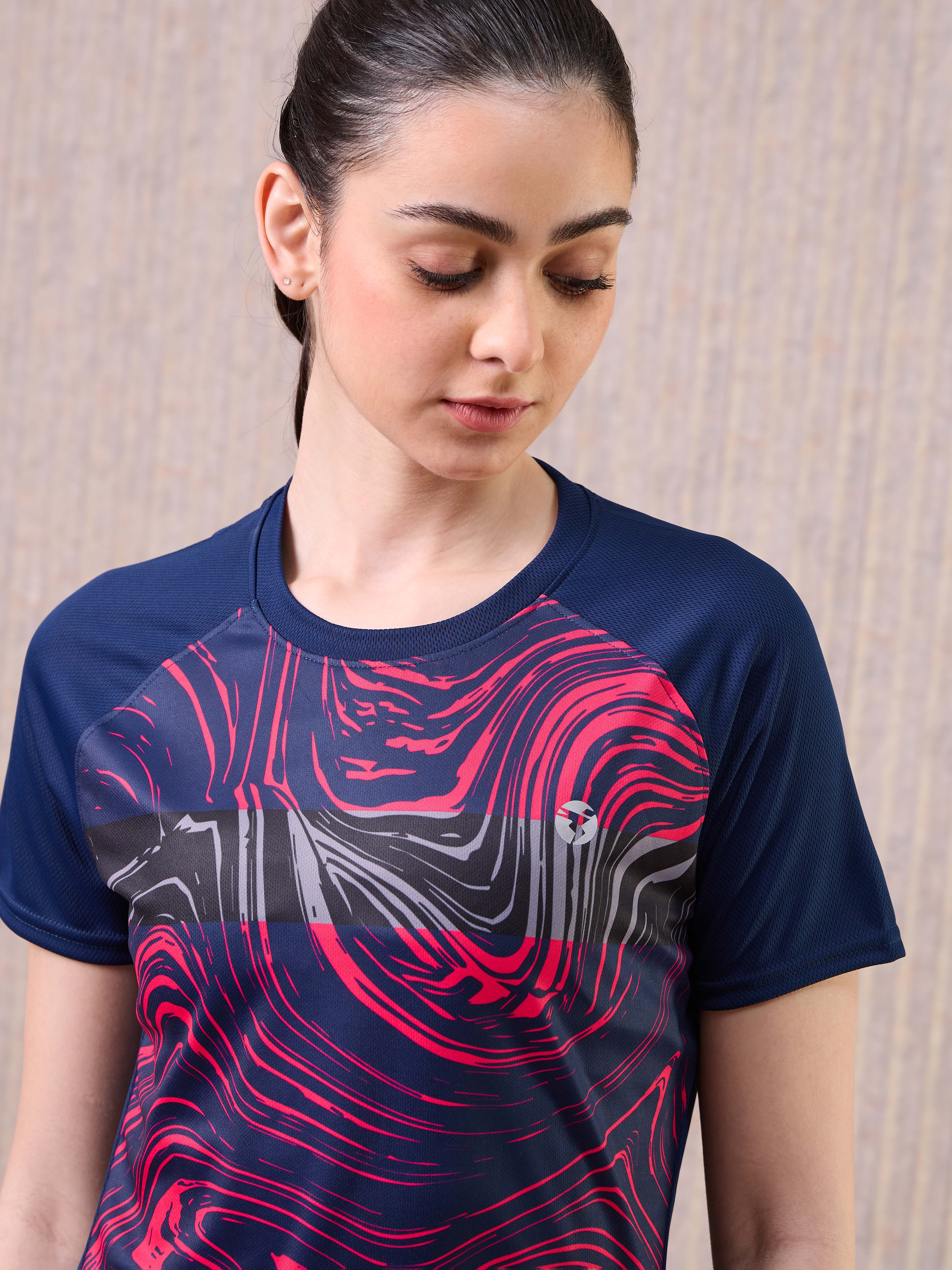 Women Printed Slim Fit Crew Neck T-shirt with TECHNO COOL - Image 6