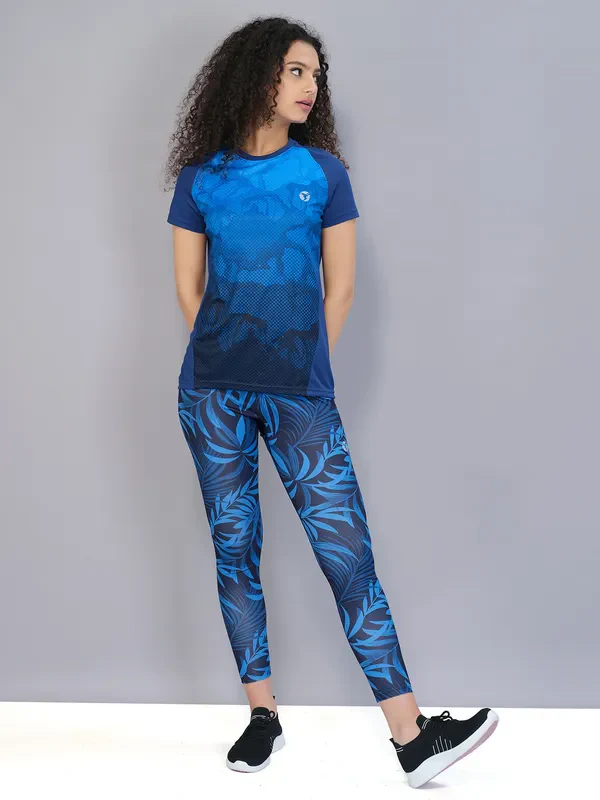 Women Printed Slim Fit Crew Neck T-shirt with TECHNO COOL - Image 5