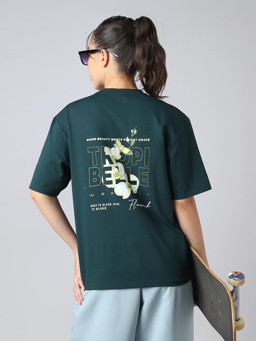 Women Back Printed Regular Fit Round Neck T-shirt with COTFLEX