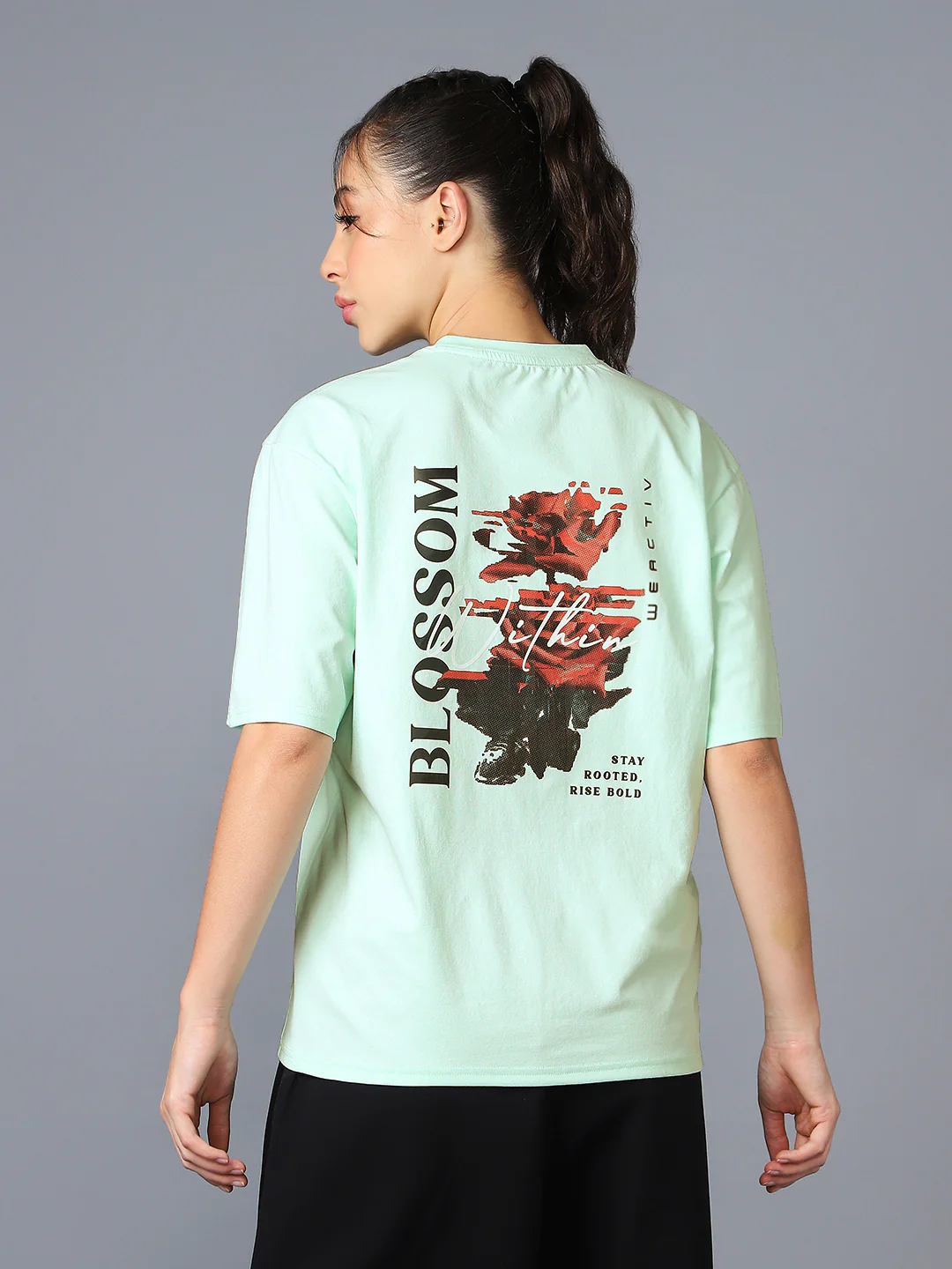 Women Back Printed Regular Fit Round Neck T-shirt with COTFLEX - Image 3