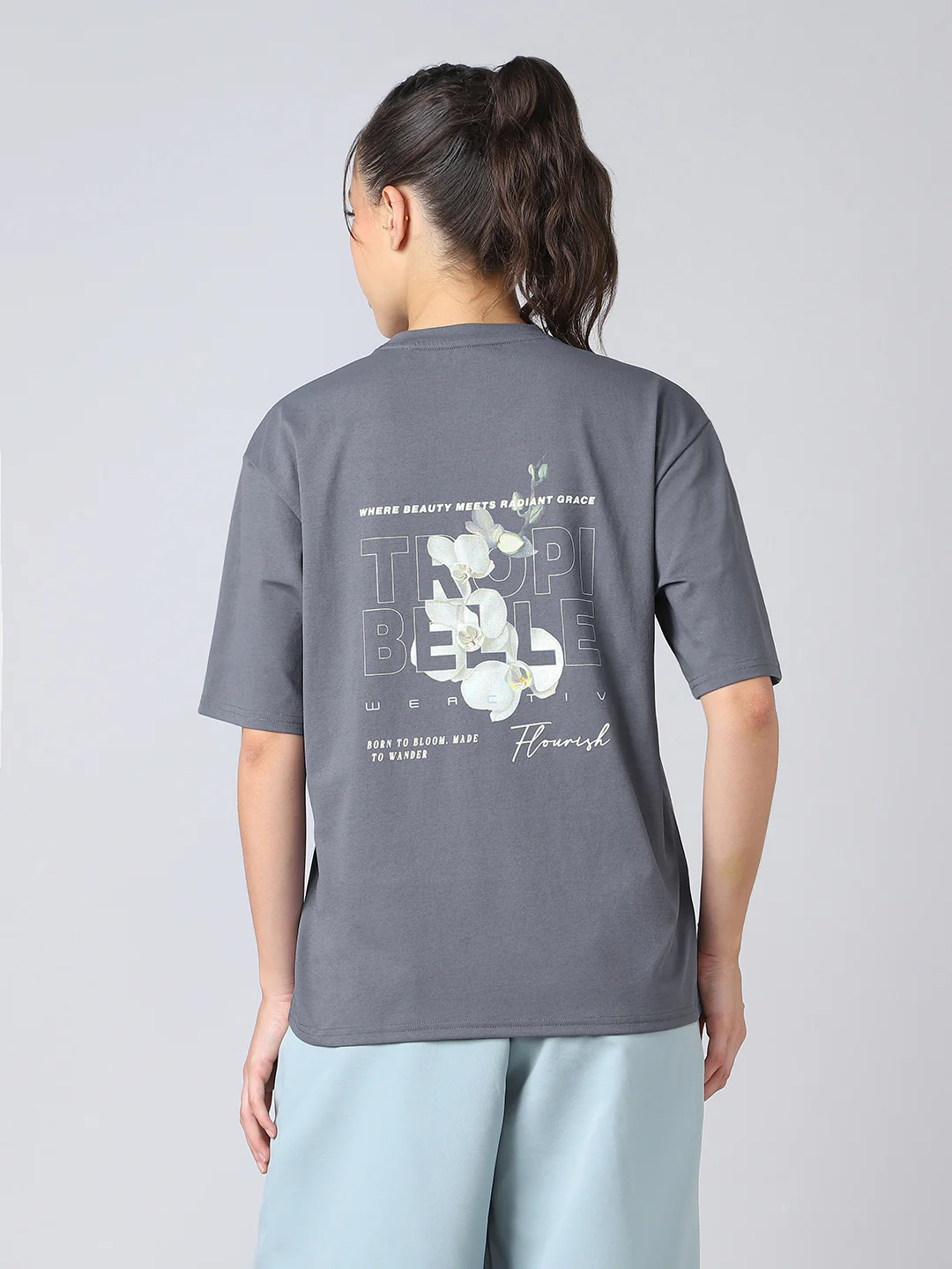 Women Back Printed Regular Fit Round Neck T-shirt with COTFLEX - Image 3