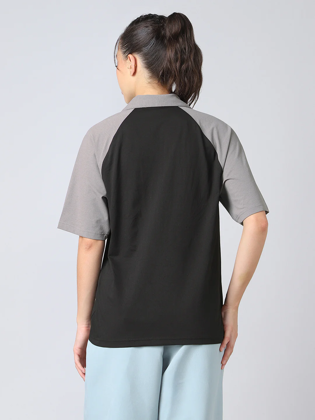 Women Colorblock Oversized Fit Polo T-shirt with COTFLEX - Image 2