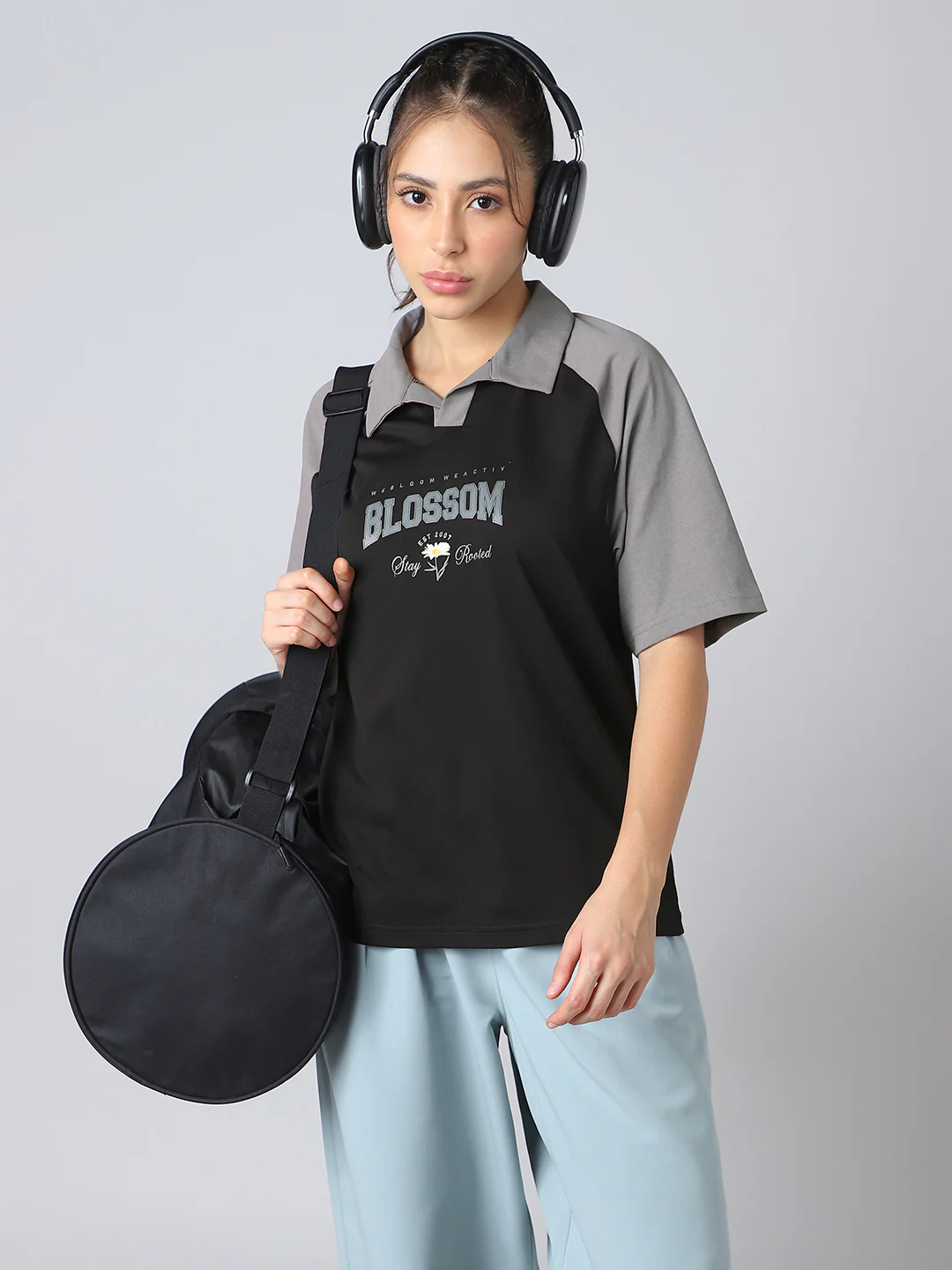 Women Colorblock Oversized Fit Polo T-shirt with COTFLEX - Image 4