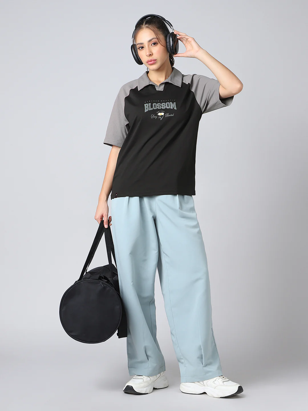 Women Colorblock Oversized Fit Polo T-shirt with COTFLEX - Image 5