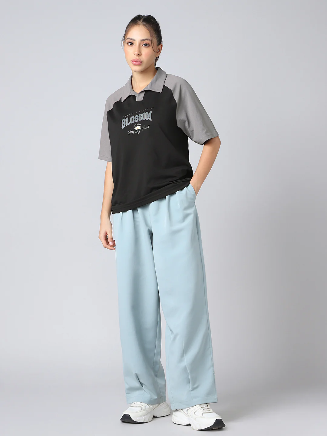 Women Colorblock Oversized Fit Polo T-shirt with COTFLEX - Image 6