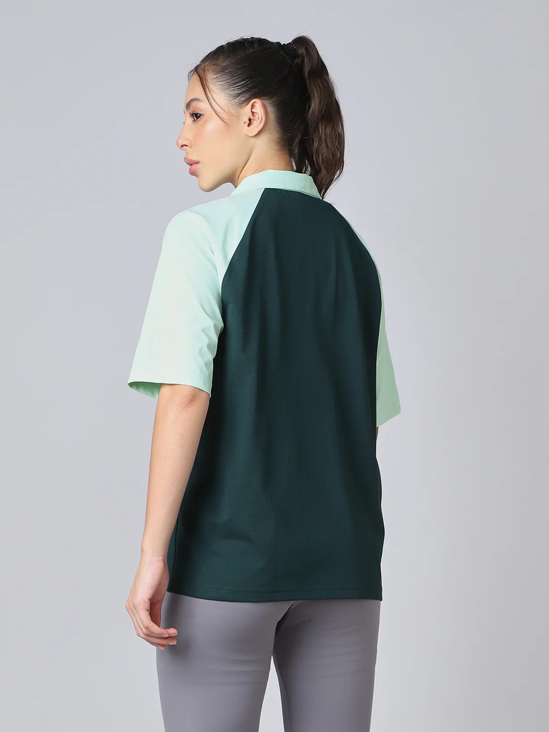 Women Colorblock Oversized Fit Polo T-shirt with COTFLEX - Image 2