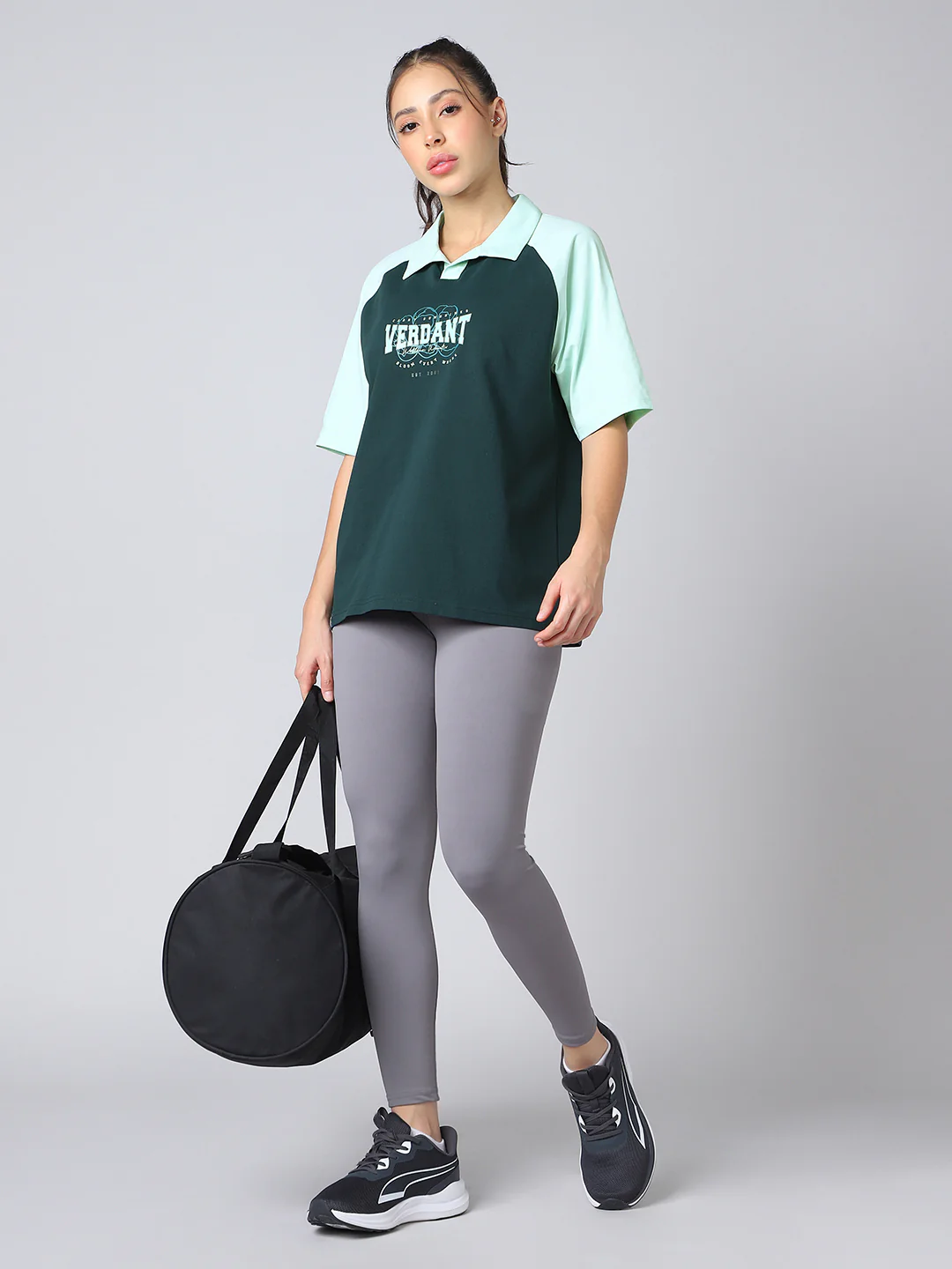 Women Colorblock Oversized Fit Polo T-shirt with COTFLEX - Image 5