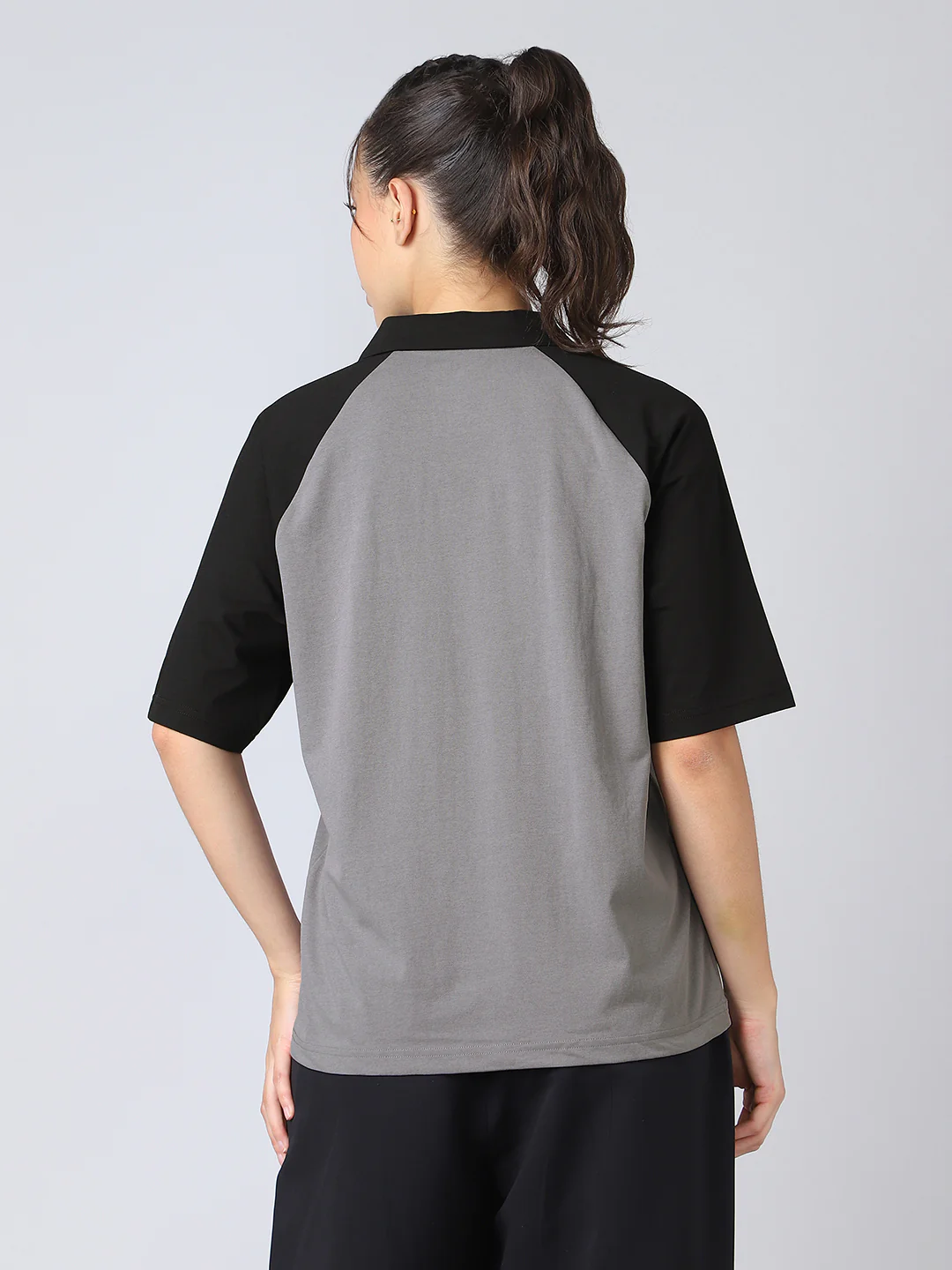 Women Colorblock Oversized Fit Polo T-shirt with COTFLEX - Image 2