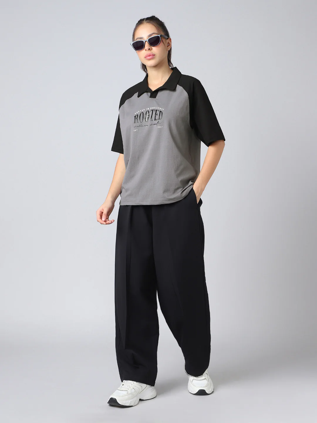Women Colorblock Oversized Fit Polo T-shirt with COTFLEX - Image 6