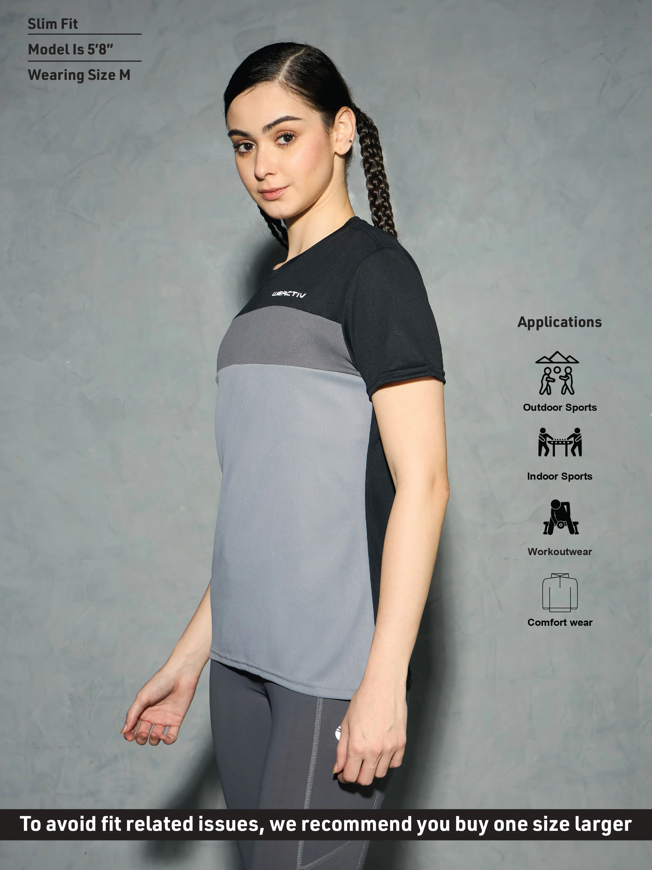 Women Colorblock Slim Fit Round Neck Sports T-shirt with TECHNOCOOL+ - Image 3
