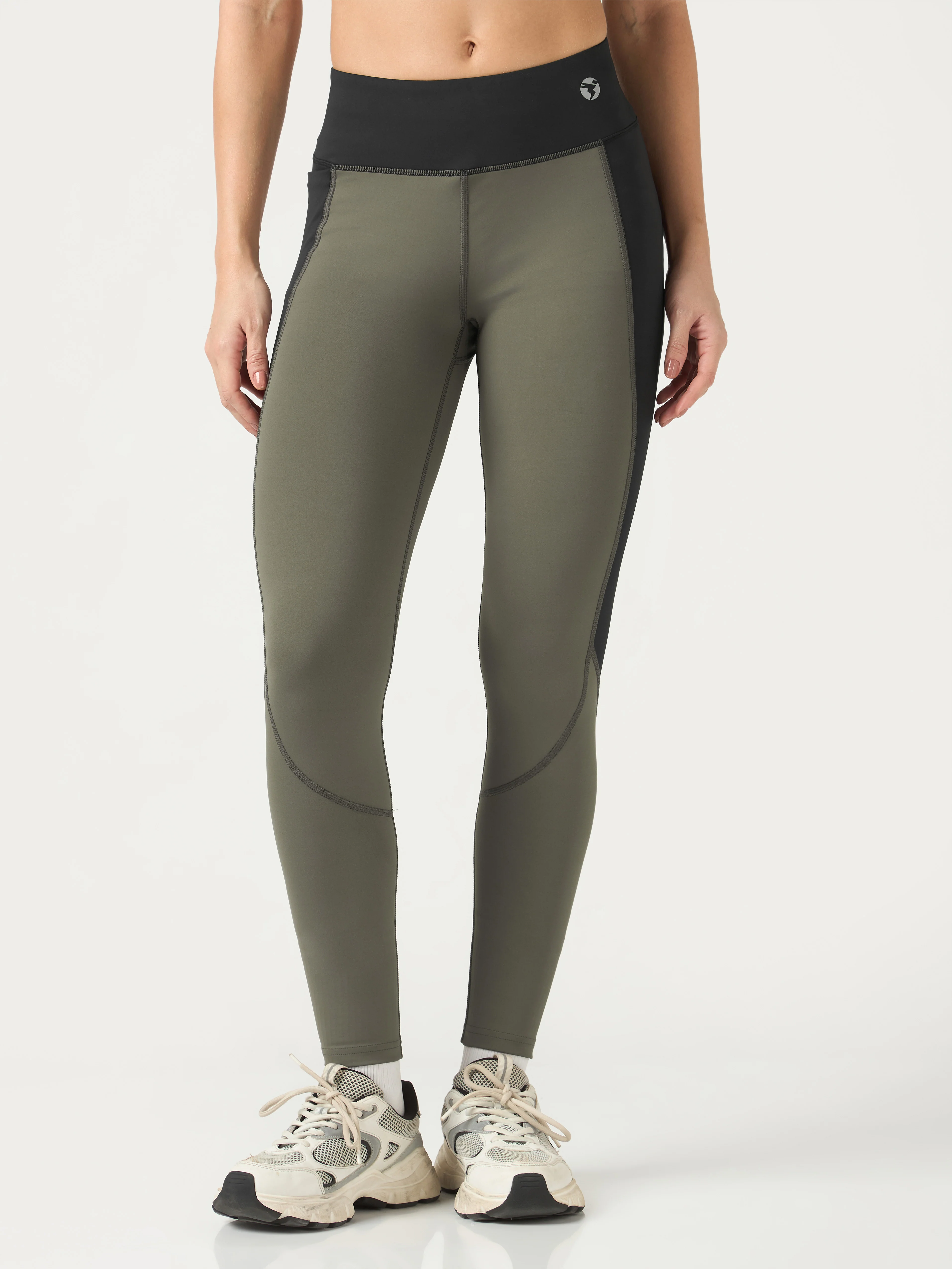 Women Colorblock Slim Fit Tights with ELASTOPLUS - Image 2