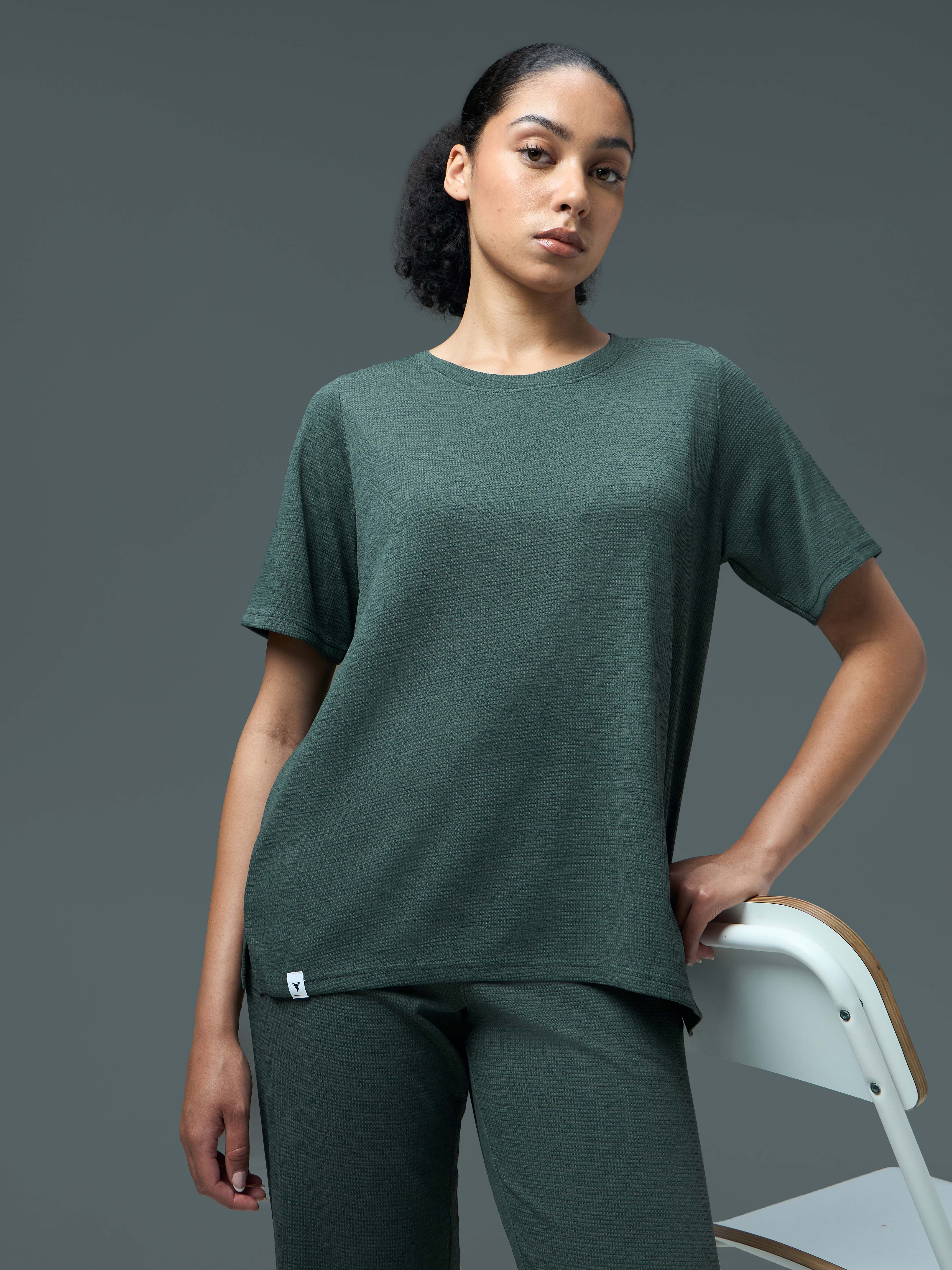 Women Cubic Melange Relaxed Fit Co-ord Set with DOUBLE COOL - Image 2