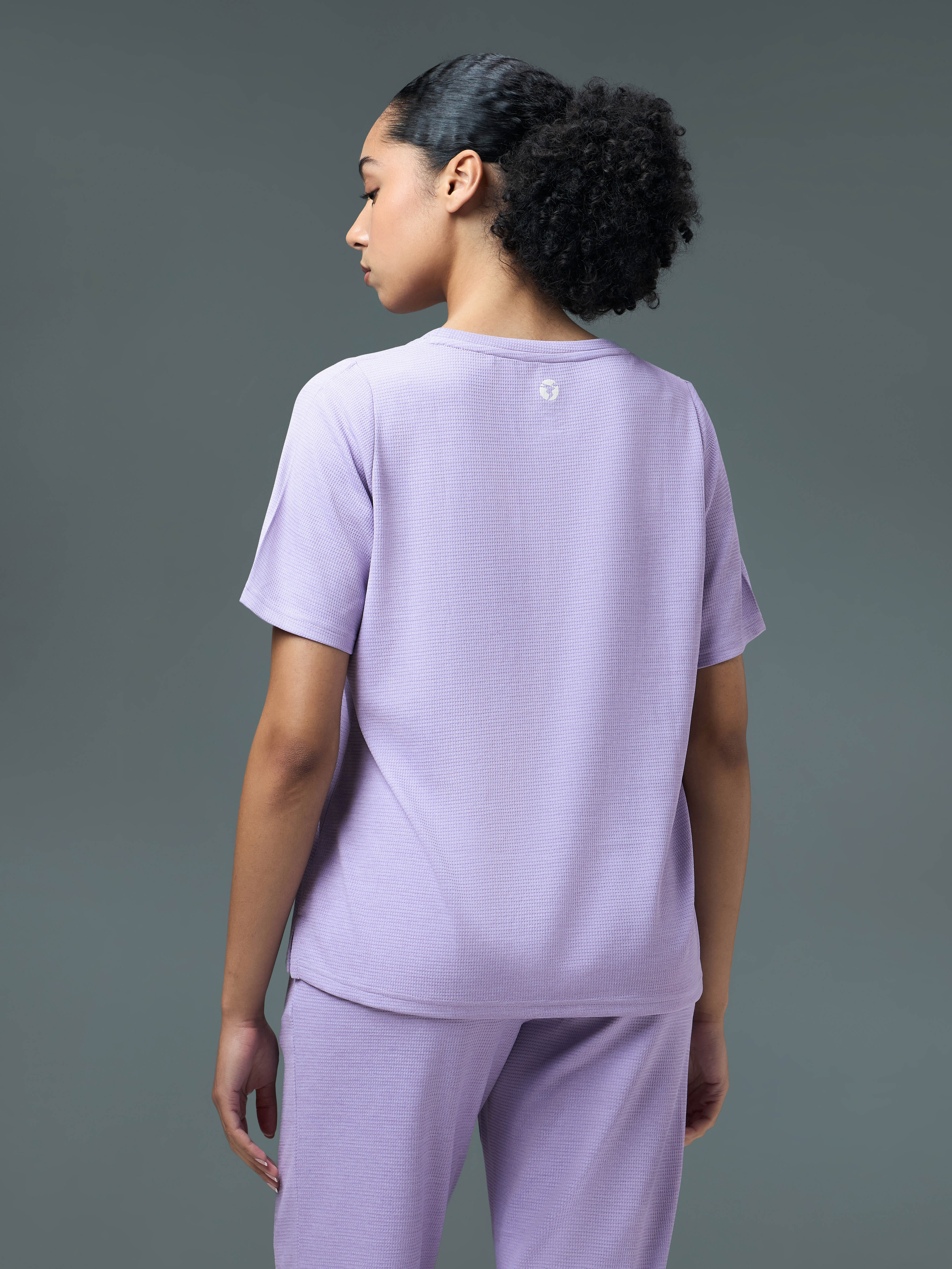 Women Cubic Melange Relaxed Fit Round Neck T-shirt with DOUBLE COOL - Image 2