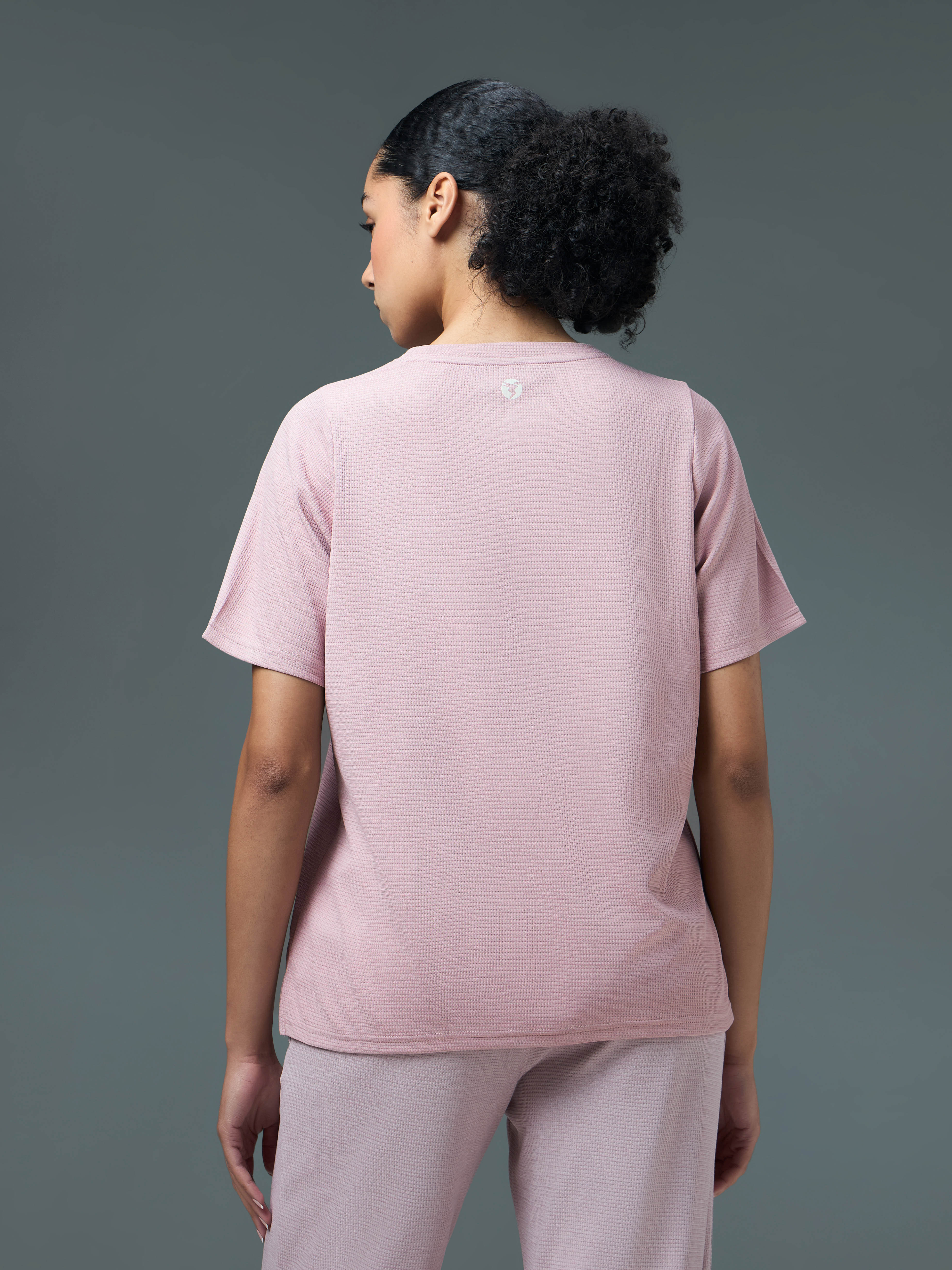 Women Cubic Melange Relaxed Fit Round Neck T-shirt with DOUBLE COOL - Image 2