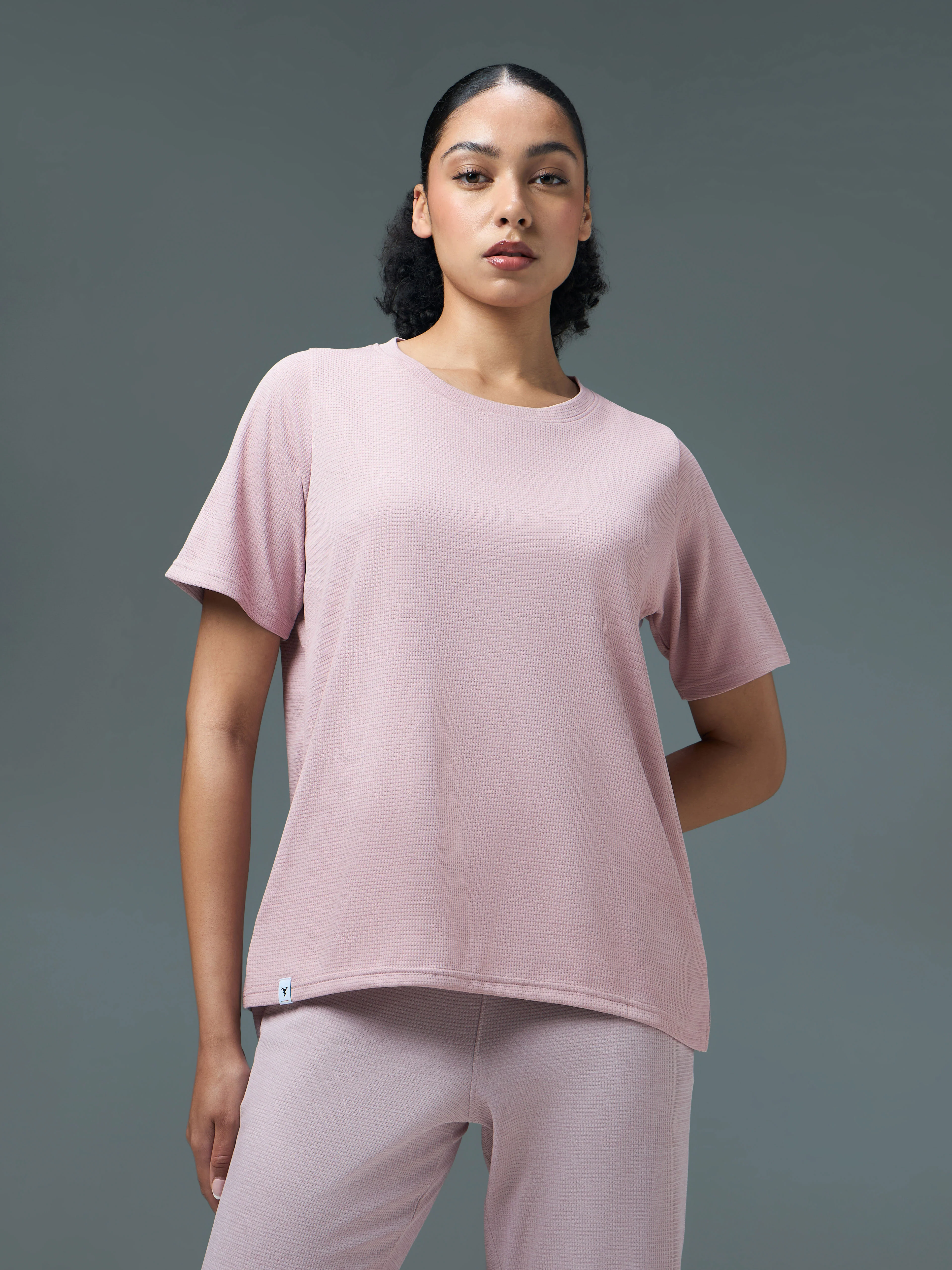 Women Cubic Melange Relaxed Fit Round Neck T-shirt with DOUBLE COOL - Image 3