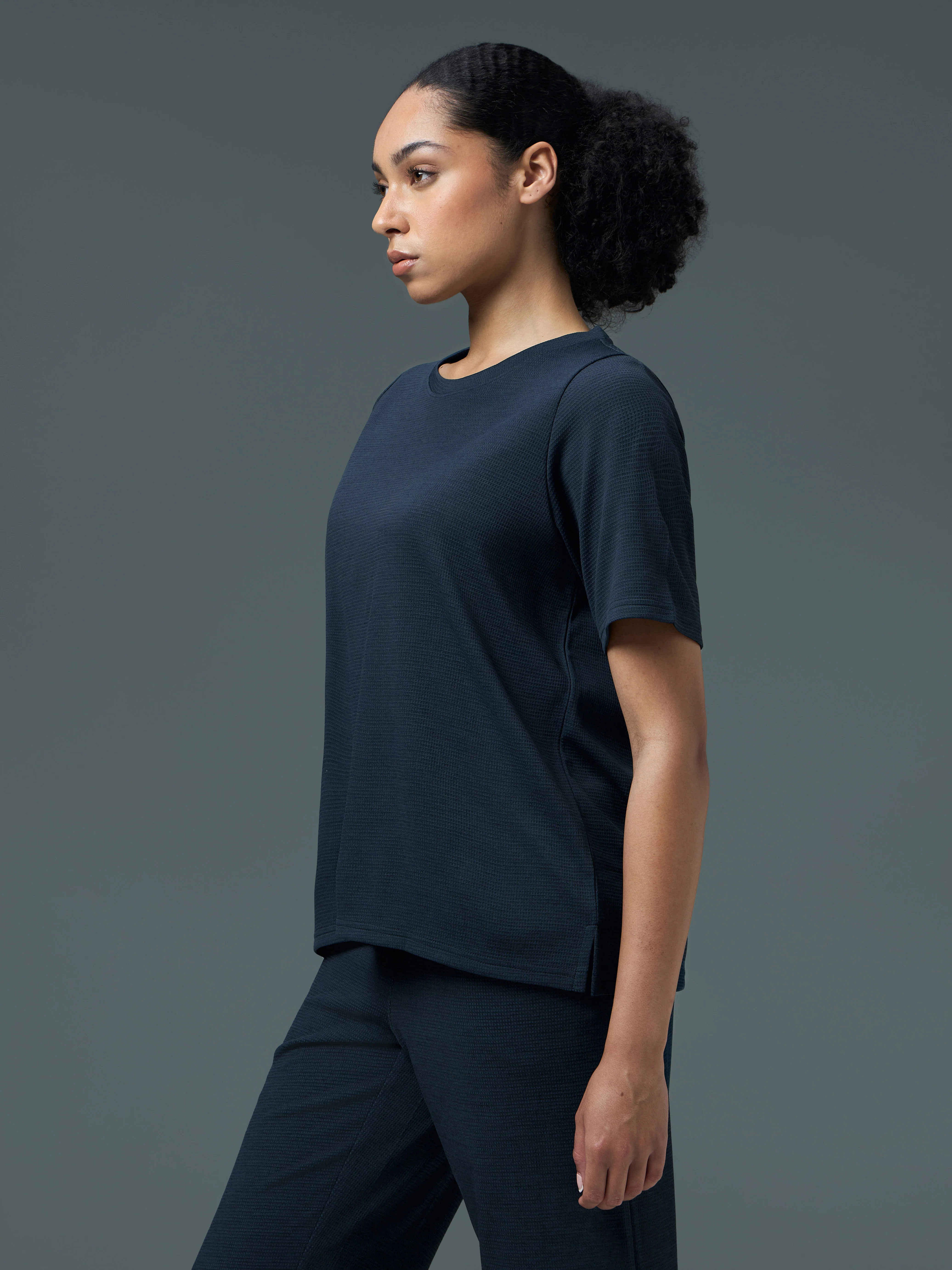 Women Cubic Melange Relaxed Fit Round Neck T-shirt with DOUBLE COOL - Image 3