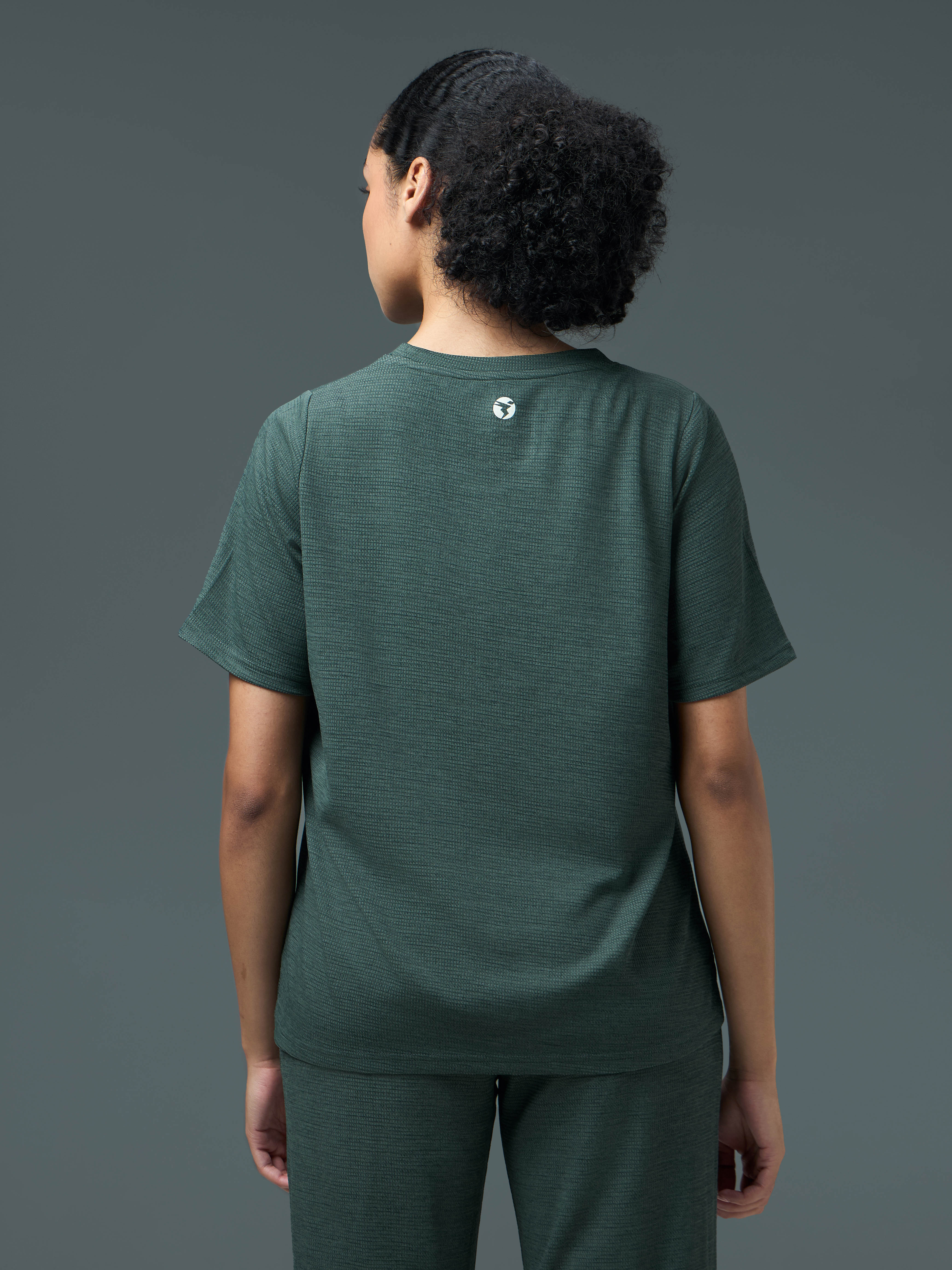 Women Cubic Melange Relaxed Fit Round Neck T-shirt with DOUBLE COOL - Image 3