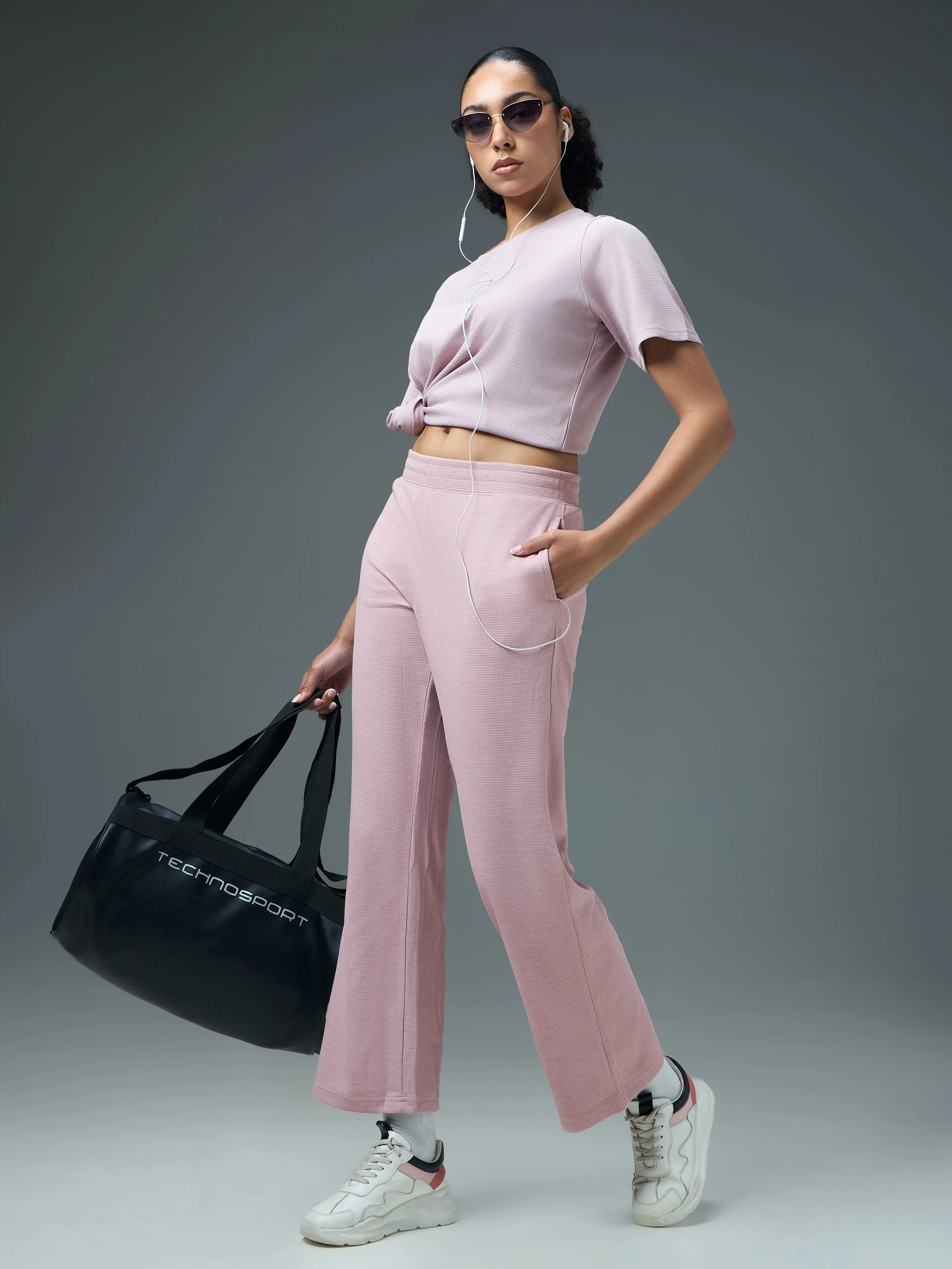 Women Cubic Melange Relaxed Fit Trackpants with DOUBLE COOL - Image 5