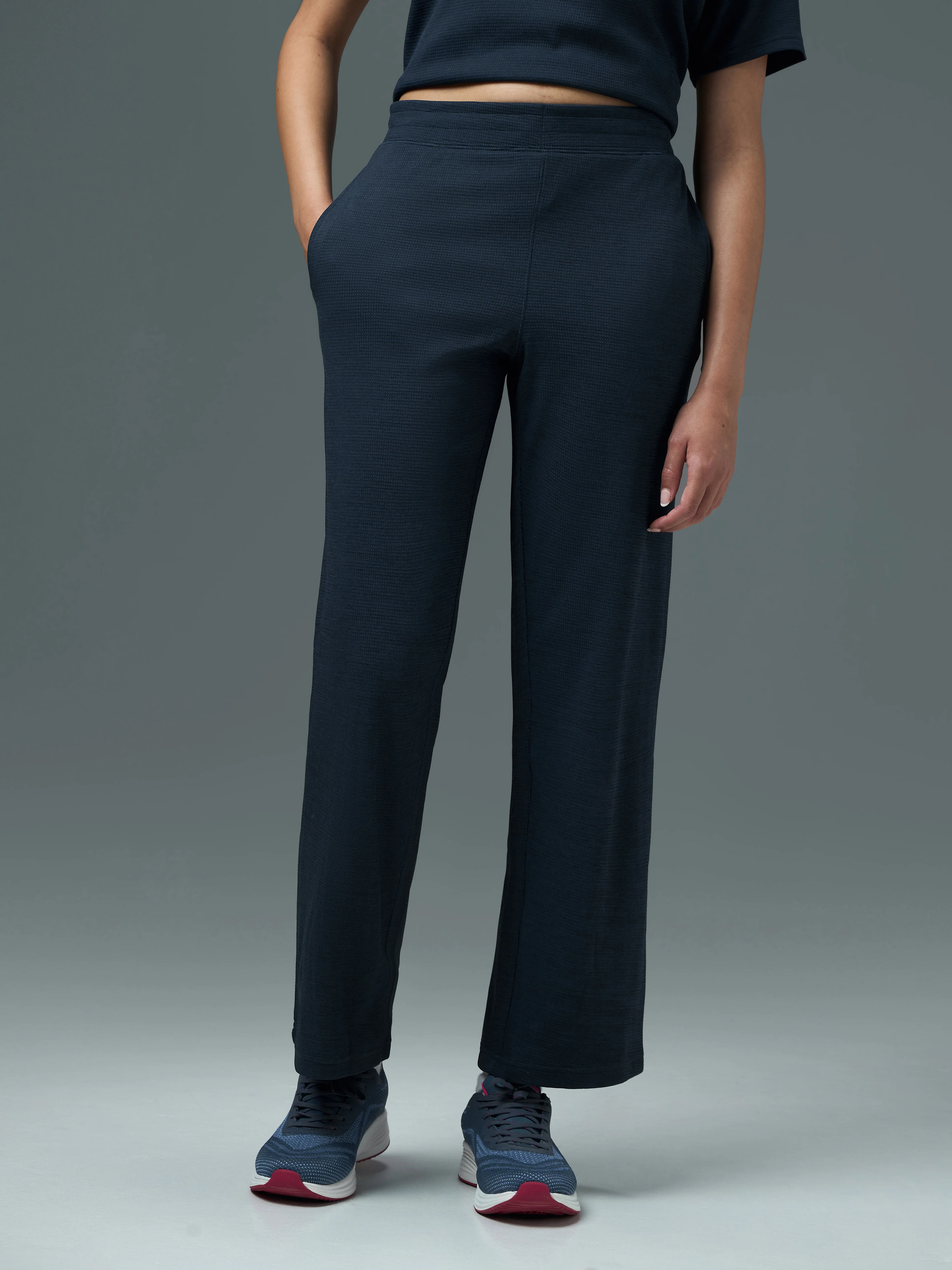 Women Cubic Melange Relaxed Fit Trackpants with DOUBLE COOL - Image 2