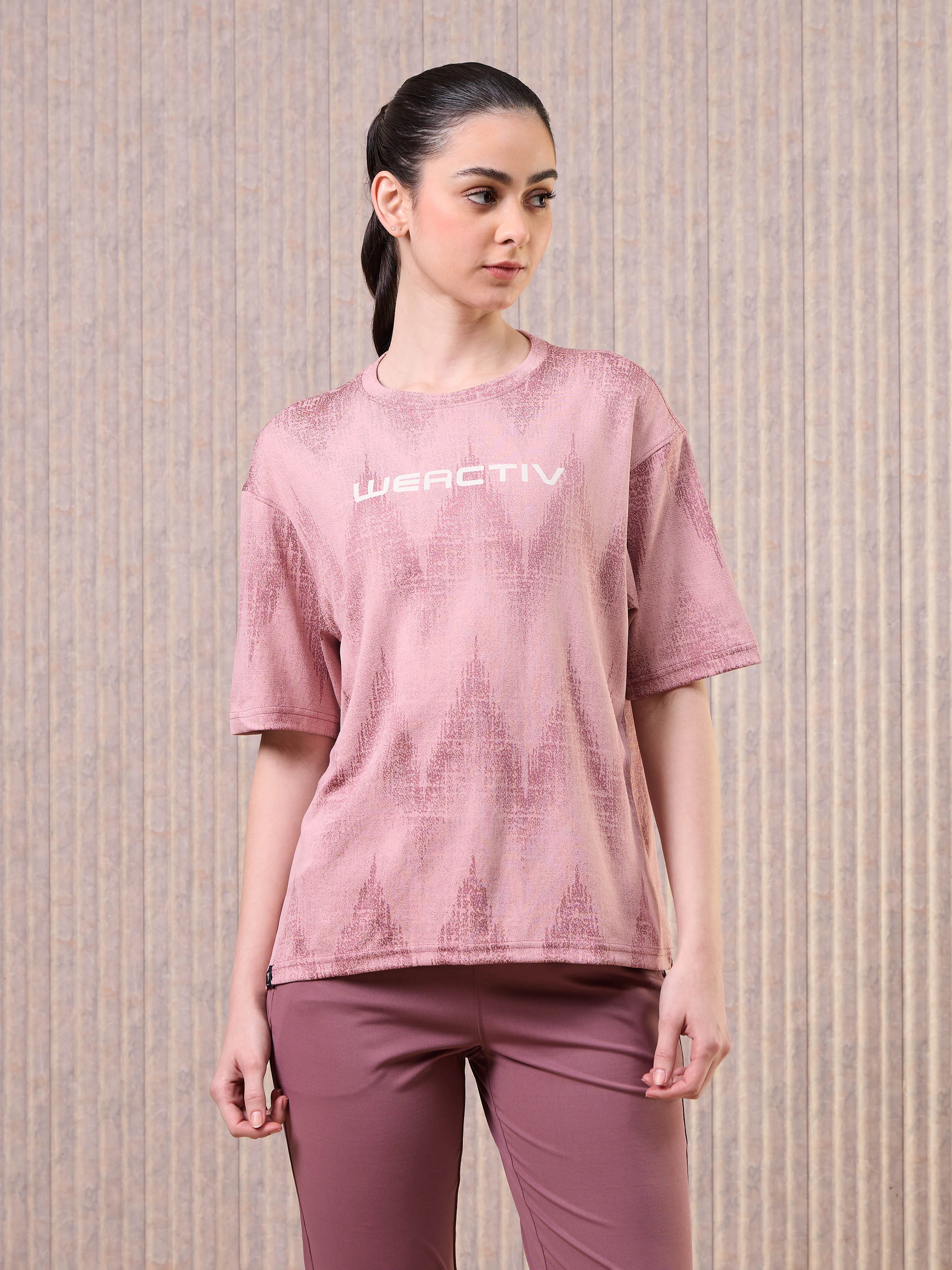 Women Jacquard Boxy Fit Round Neck T-shirt with DOUBLE COOL - Image 2