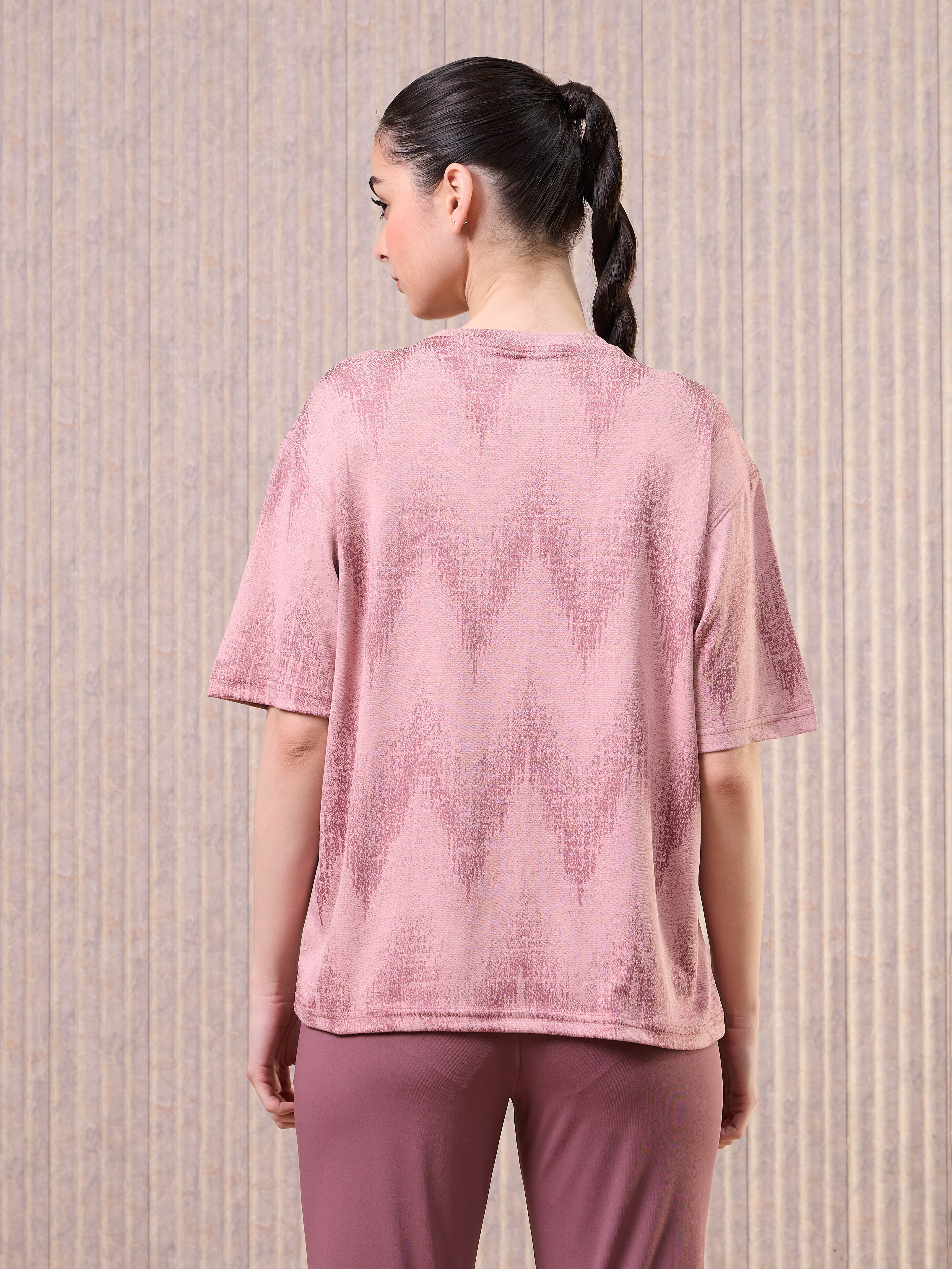 Women Jacquard Boxy Fit Round Neck T-shirt with DOUBLE COOL - Image 3