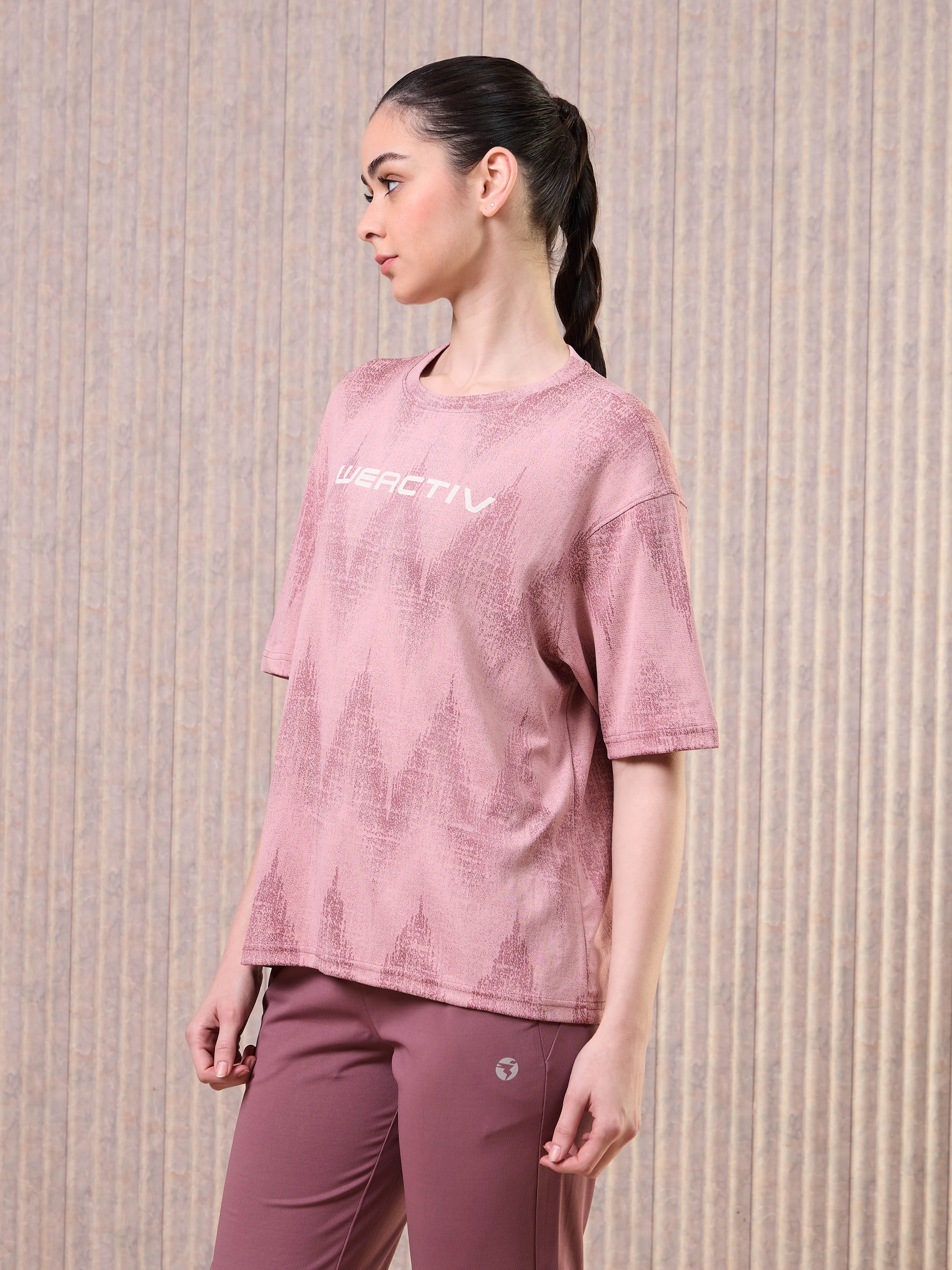 Women Jacquard Boxy Fit Round Neck T-shirt with DOUBLE COOL - Image 4