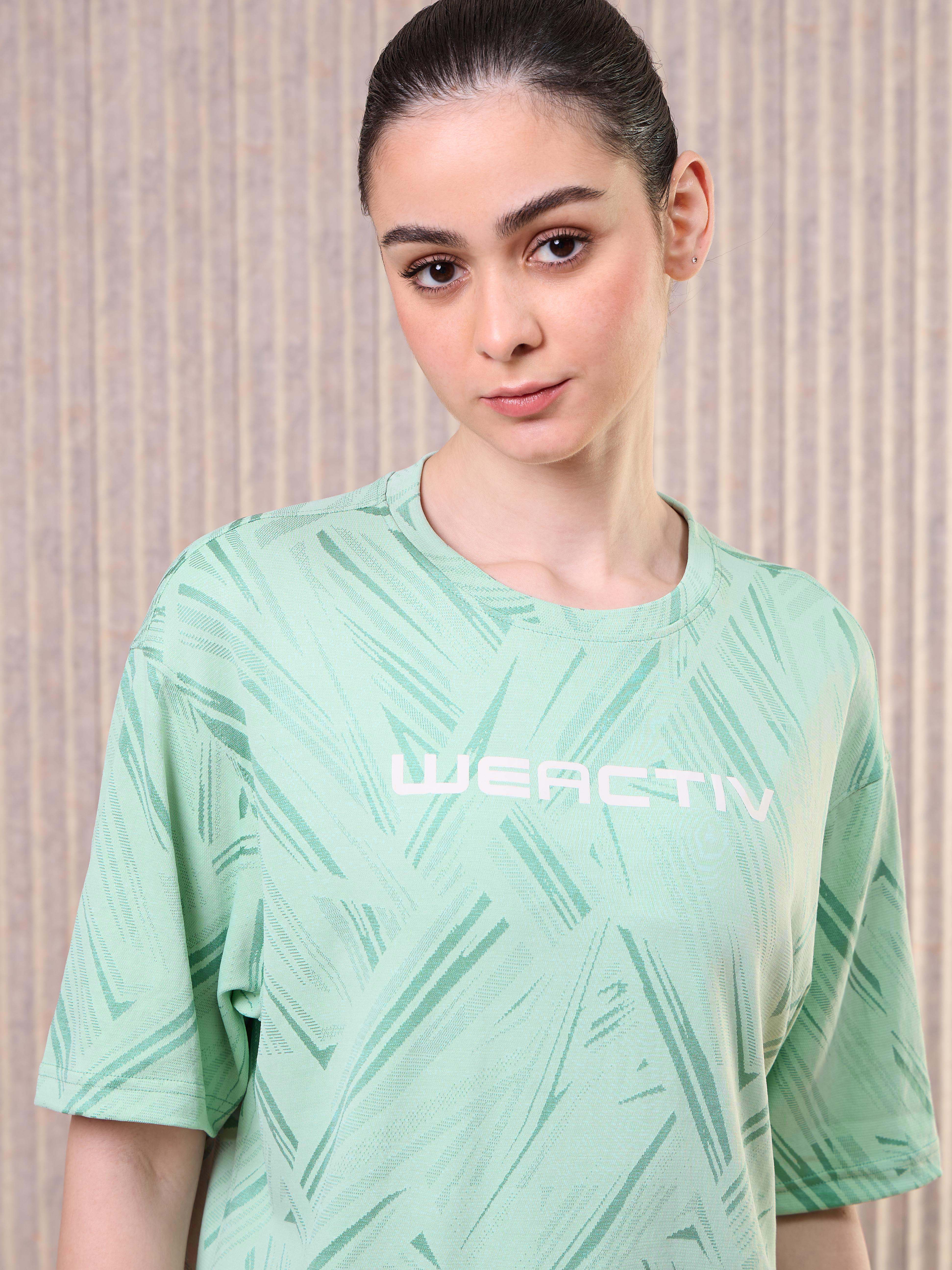 Women Jacquard Boxy Fit Round Neck T-shirt with DOUBLE COOL - Image 6