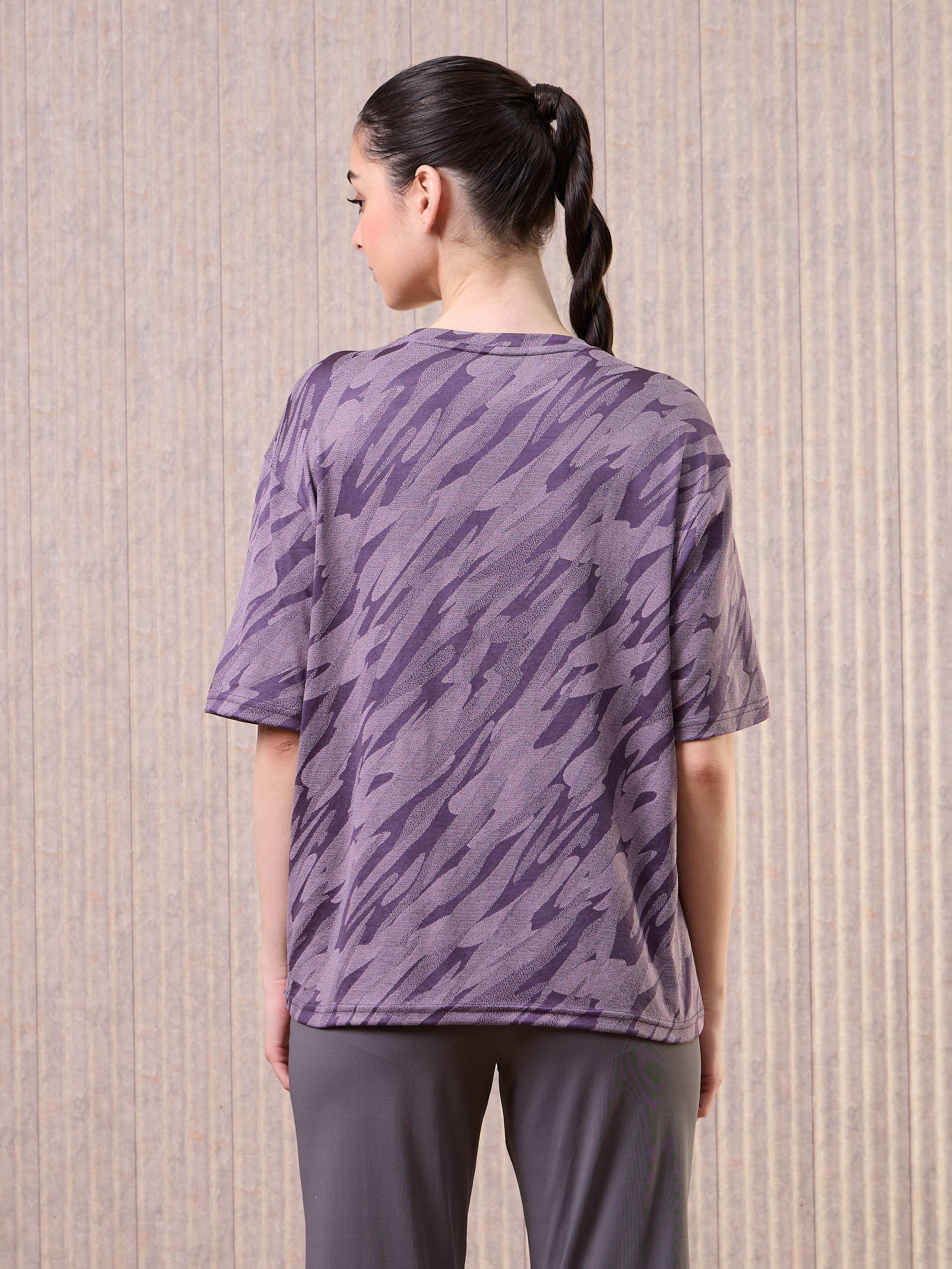 Women Jacquard Boxy Fit Round Neck T-shirt with DOUBLE COOL - Image 3