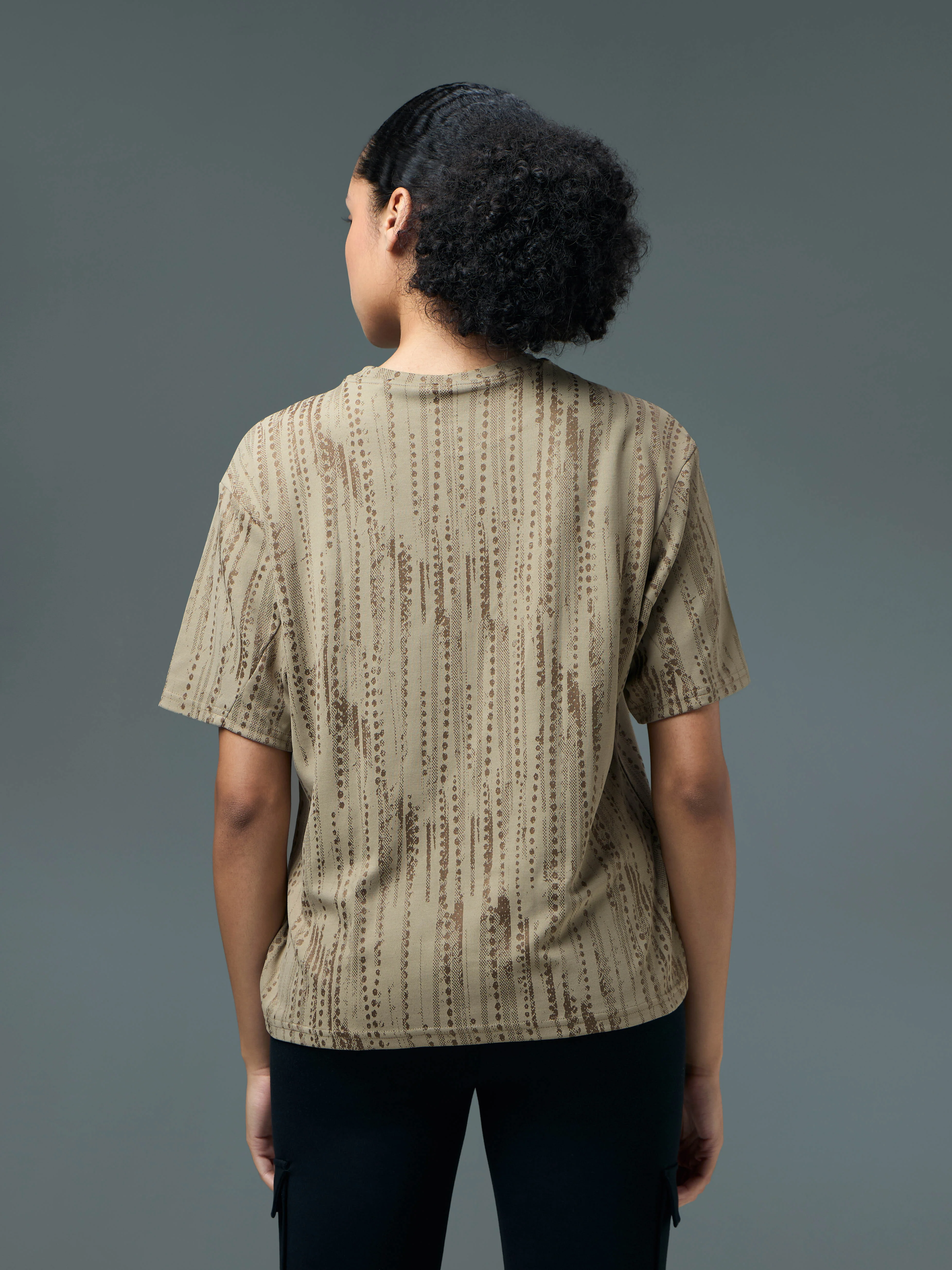 Women Jacquard Boxy Fit Round Neck T-shirt with DOUBLE COOL - Image 3
