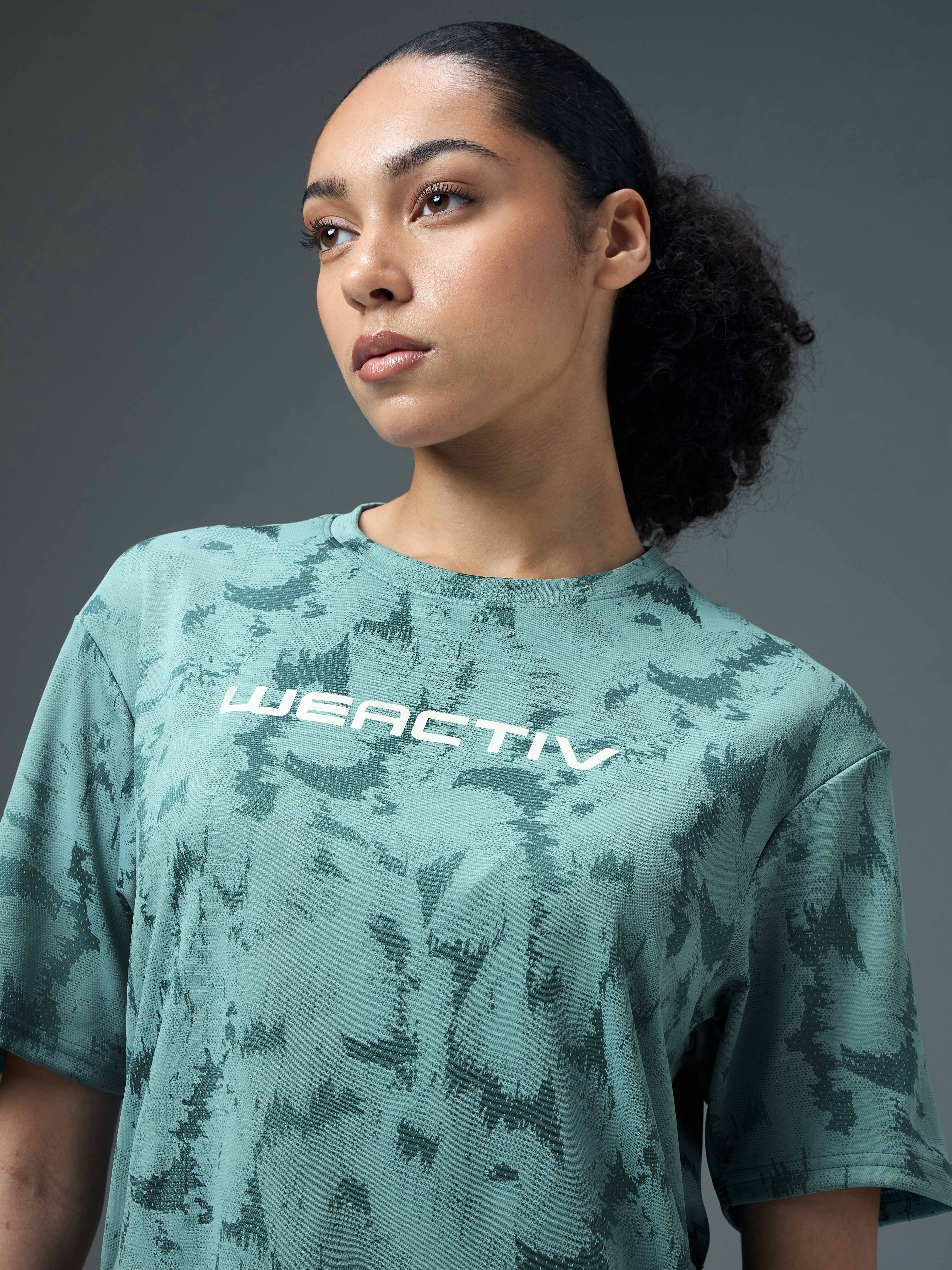 Women Jacquard Boxy Fit Round Neck T-shirt with DOUBLE COOL - Image 6