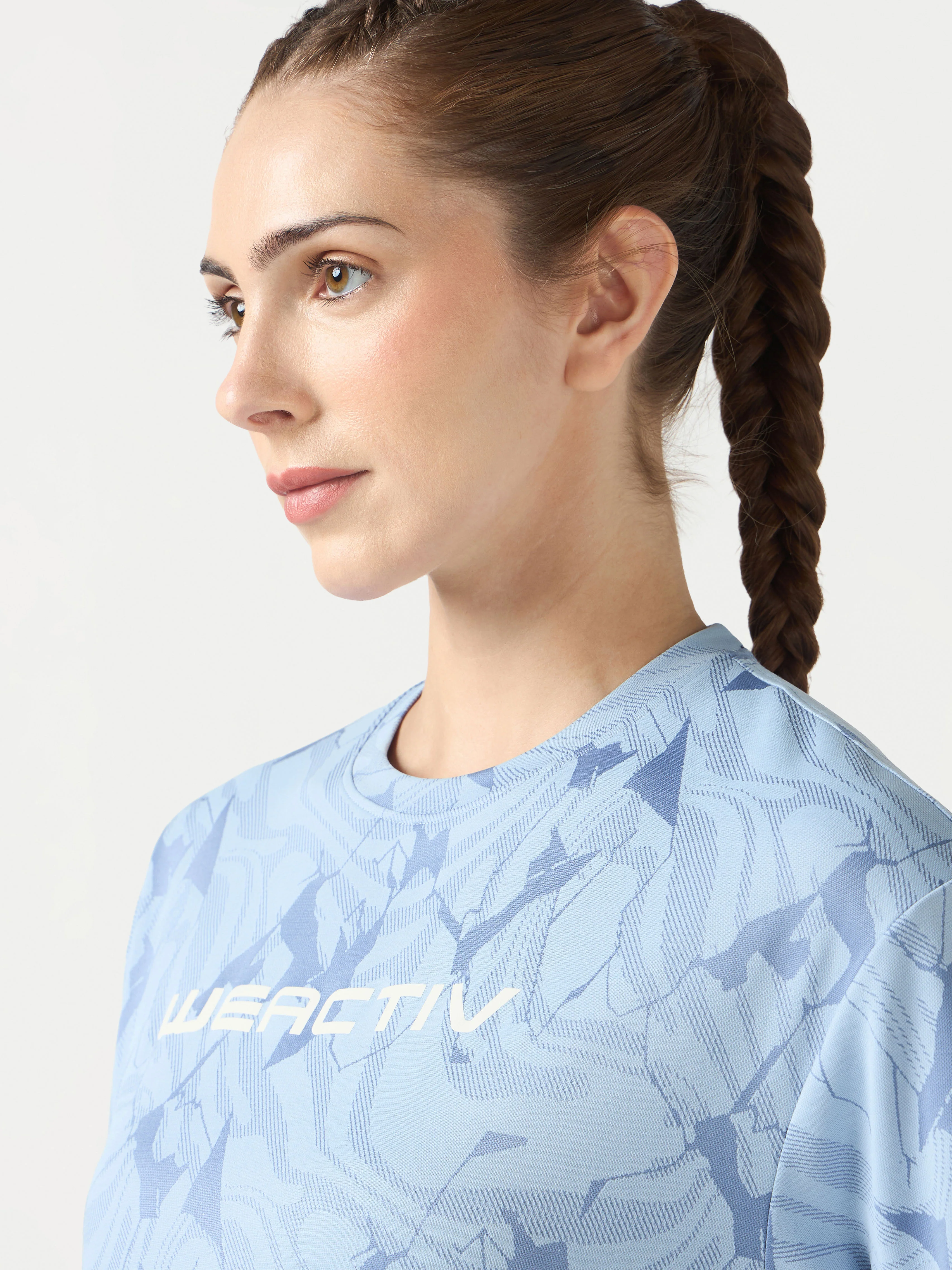 Women Jacquard Boxy Fit Round Neck T-shirt with DOUBLE COOL - Image 6