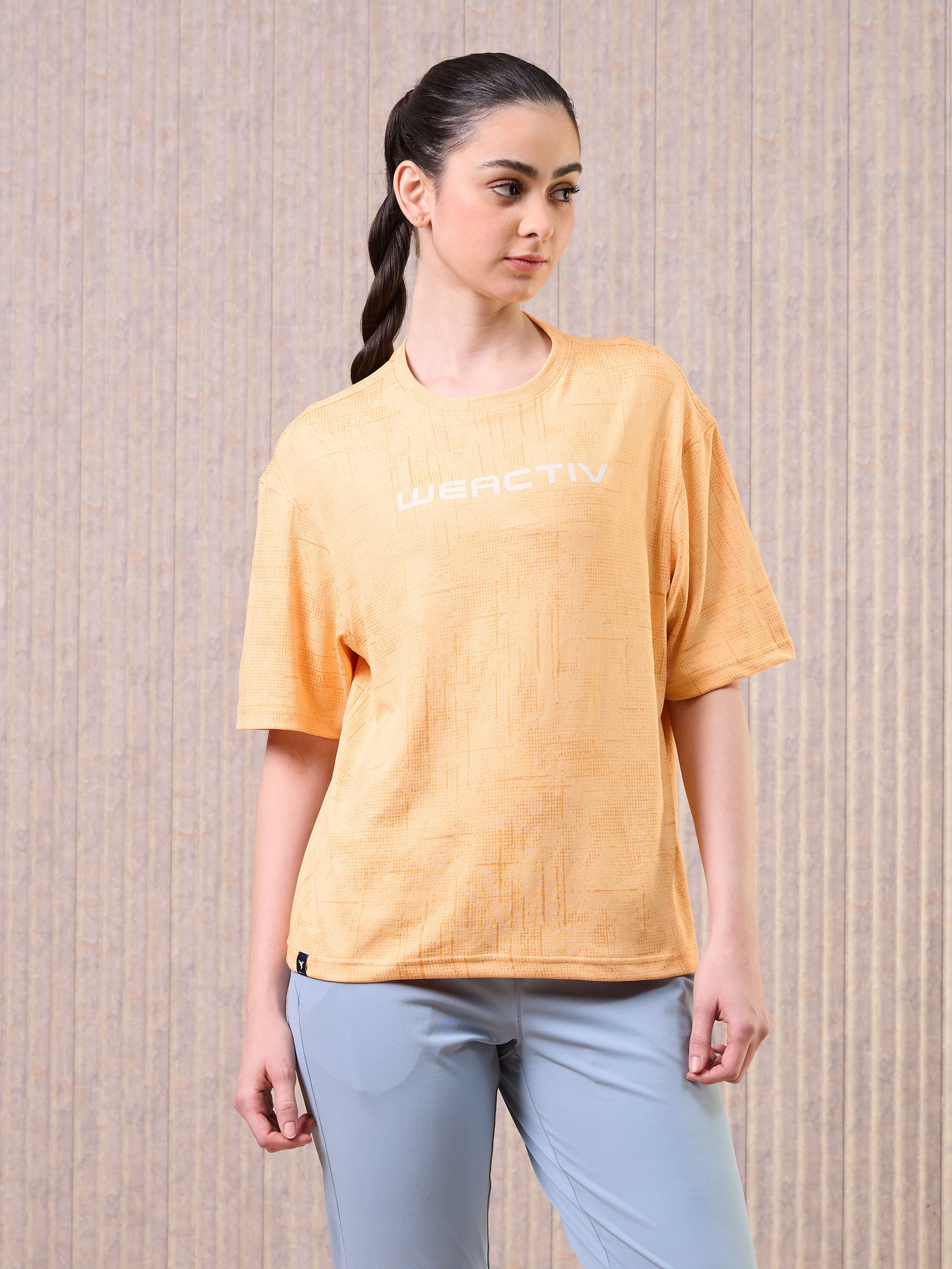 Women Jacquard Boxy Fit Round Neck T-shirt with DOUBLE COOL - Image 2