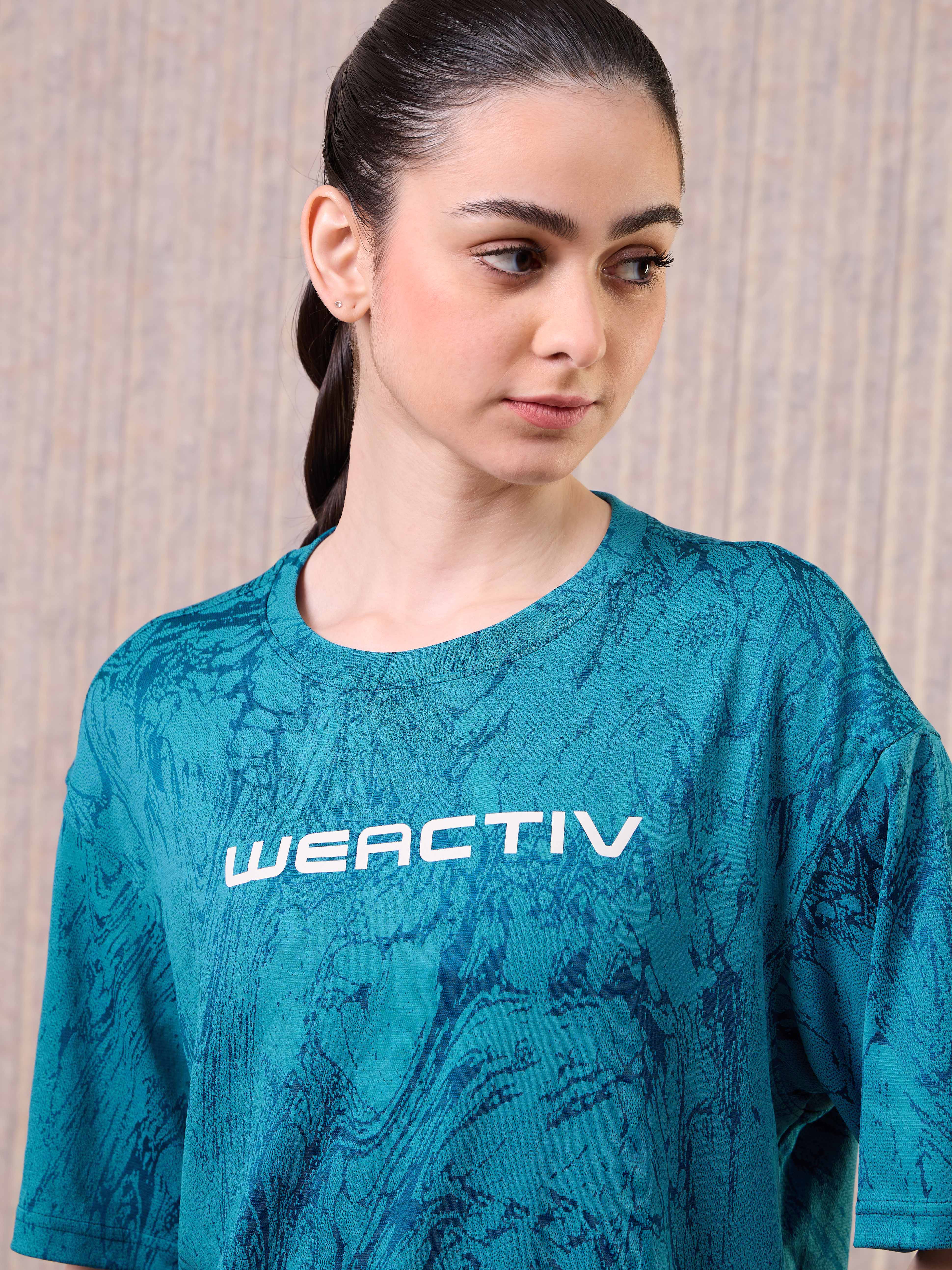 Women Jacquard Boxy Fit Round Neck T-shirt with DOUBLE COOL - Image 6